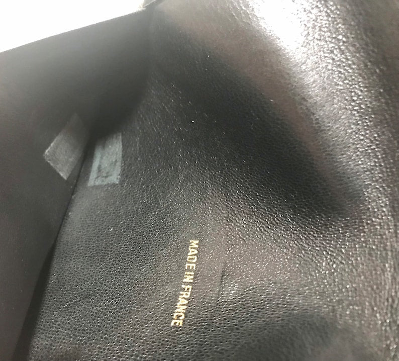 CHANEL Vintage black stitched leather book cover, diary cover, checkbook case etc