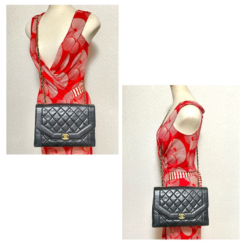 CHANEL Vintage black lambskin chain 2