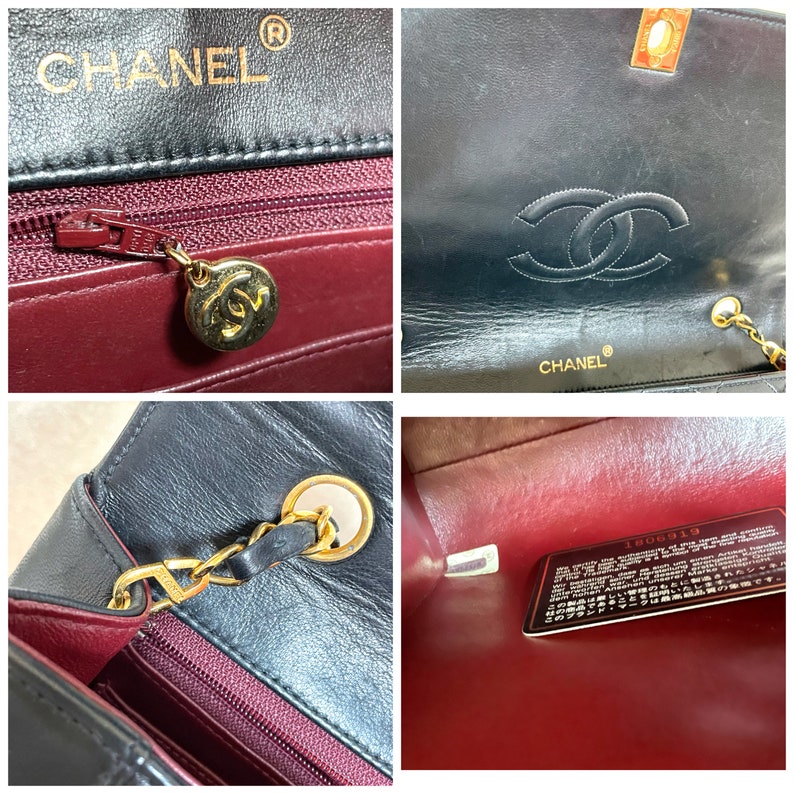 CHANEL Vintage black lambskin chain 2