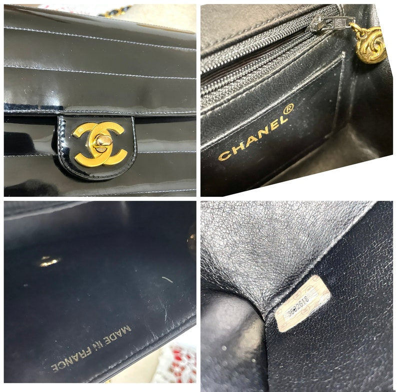 CHANEL Vintage patent enamel black 2
