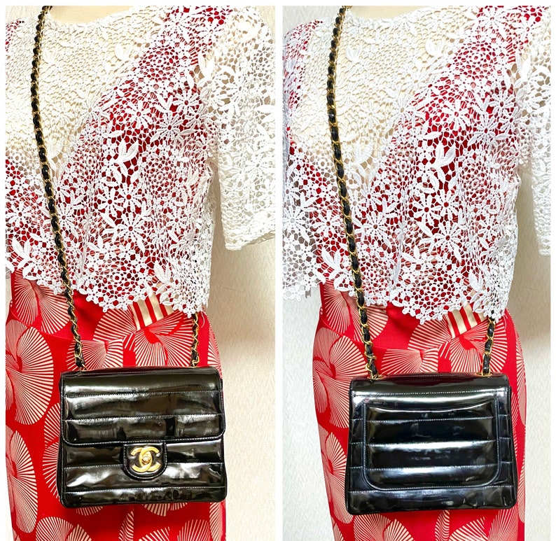 CHANEL Vintage patent enamel black 2