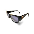 CHANEL Vintage black frame sunglasses with golden CC motifs at sides