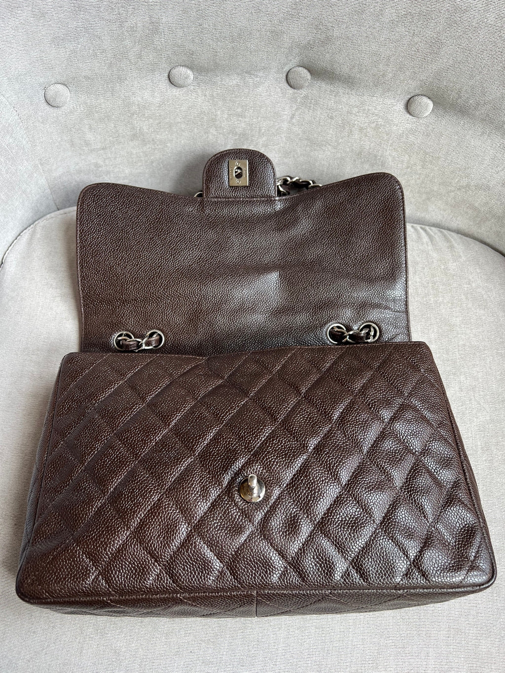 Chanel Jumbo Single Flap in Brown Caviar
