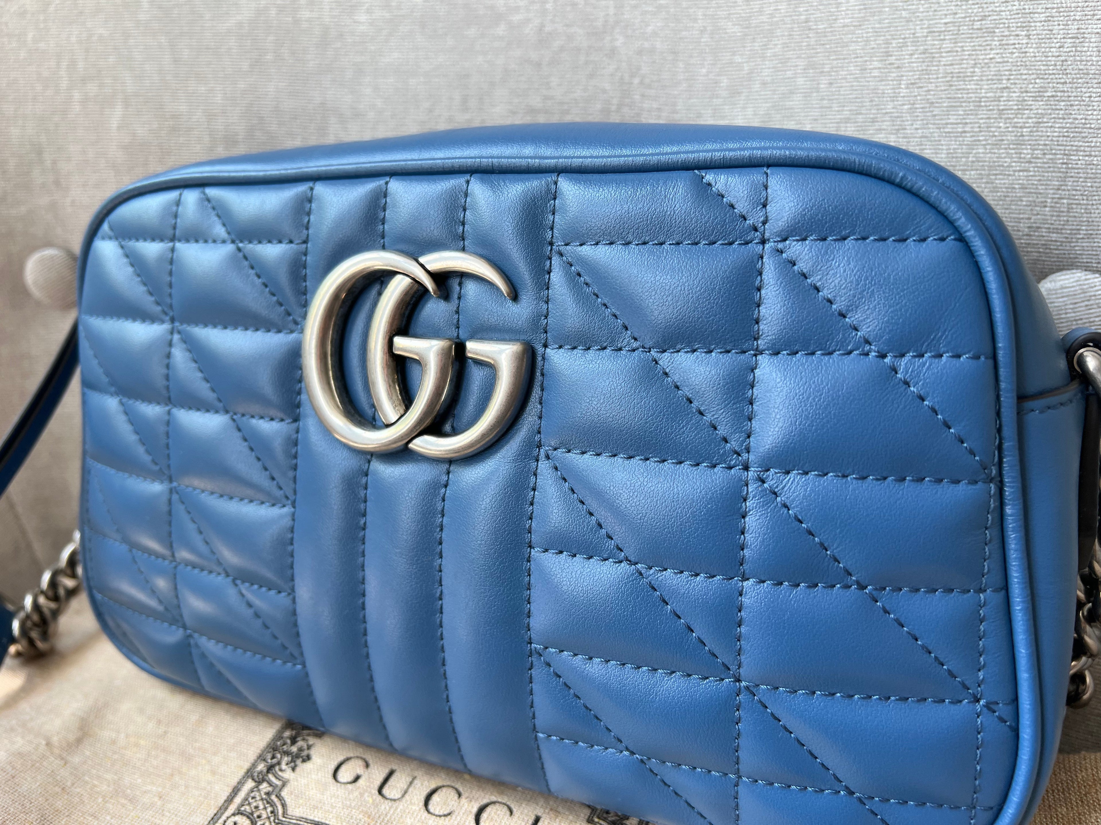 Gucci Aria GG Blue Marmont Small Shoulder Bag (RRP ��1250)