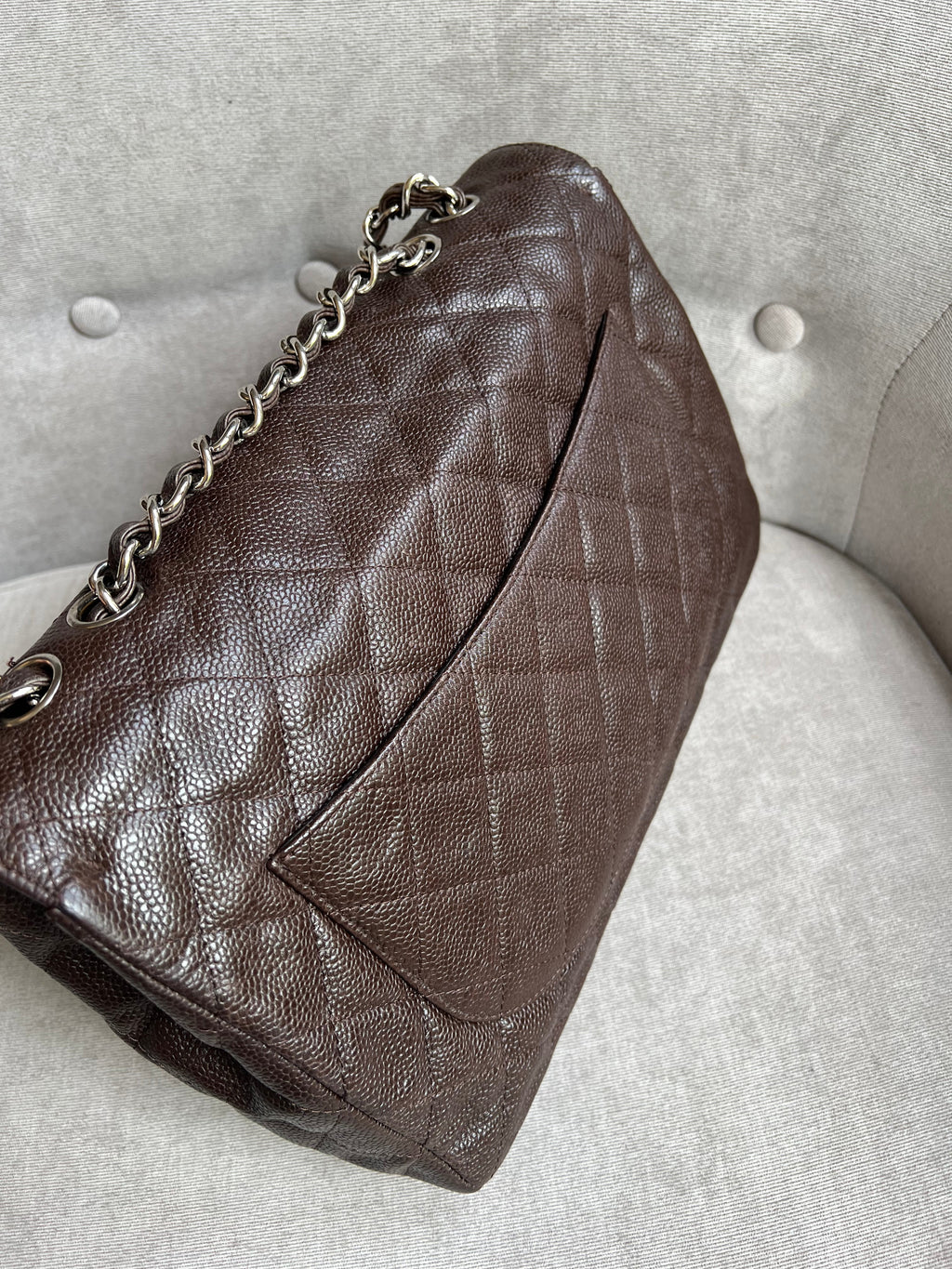 Chanel Jumbo Single Flap in Brown Caviar