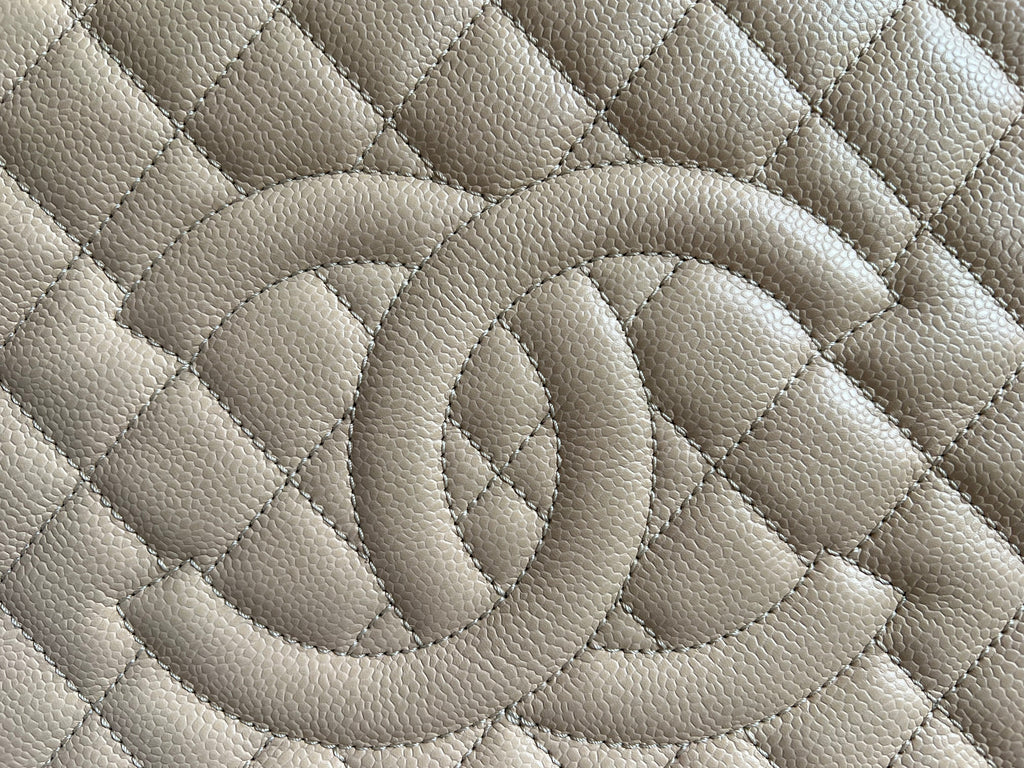 Chanel Light Beige Caviar Grand Shopper Tote with gold hardware (GST)