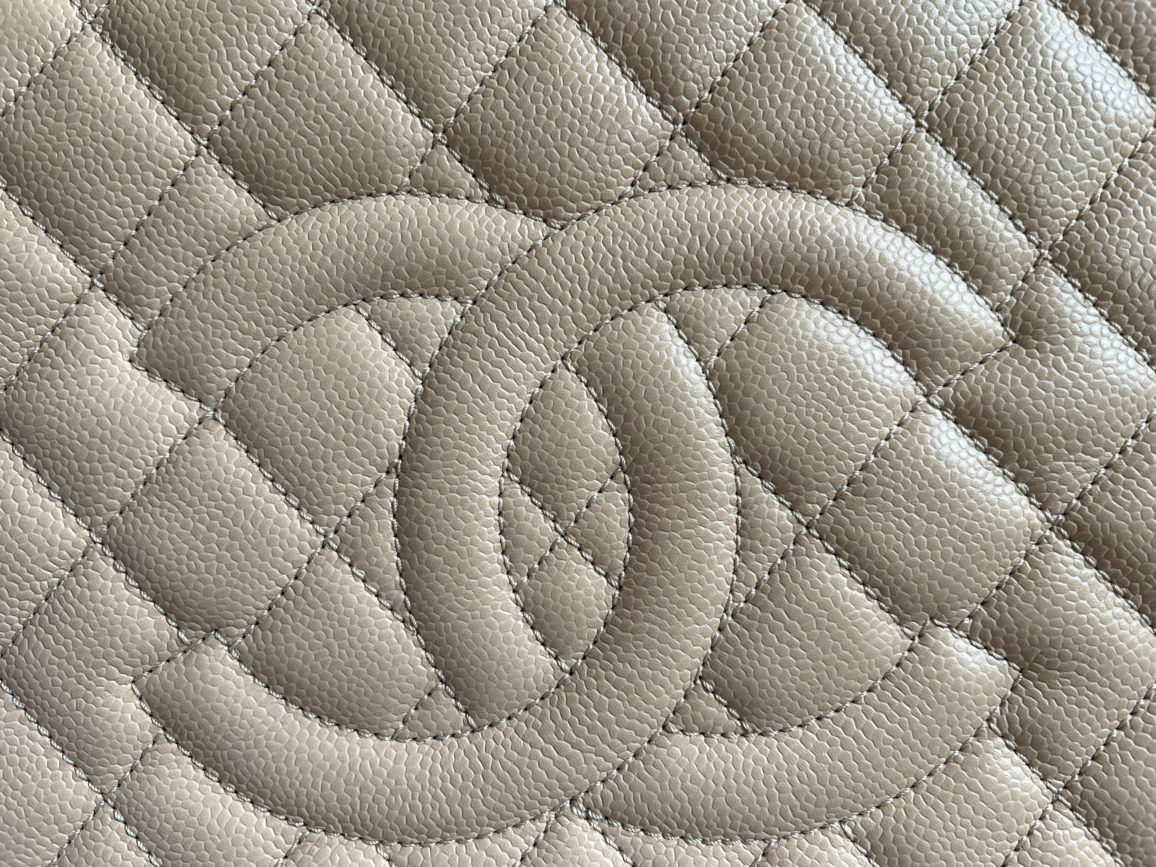 Chanel Light Beige Caviar Grand Shopper Tote with gold hardware (GST)