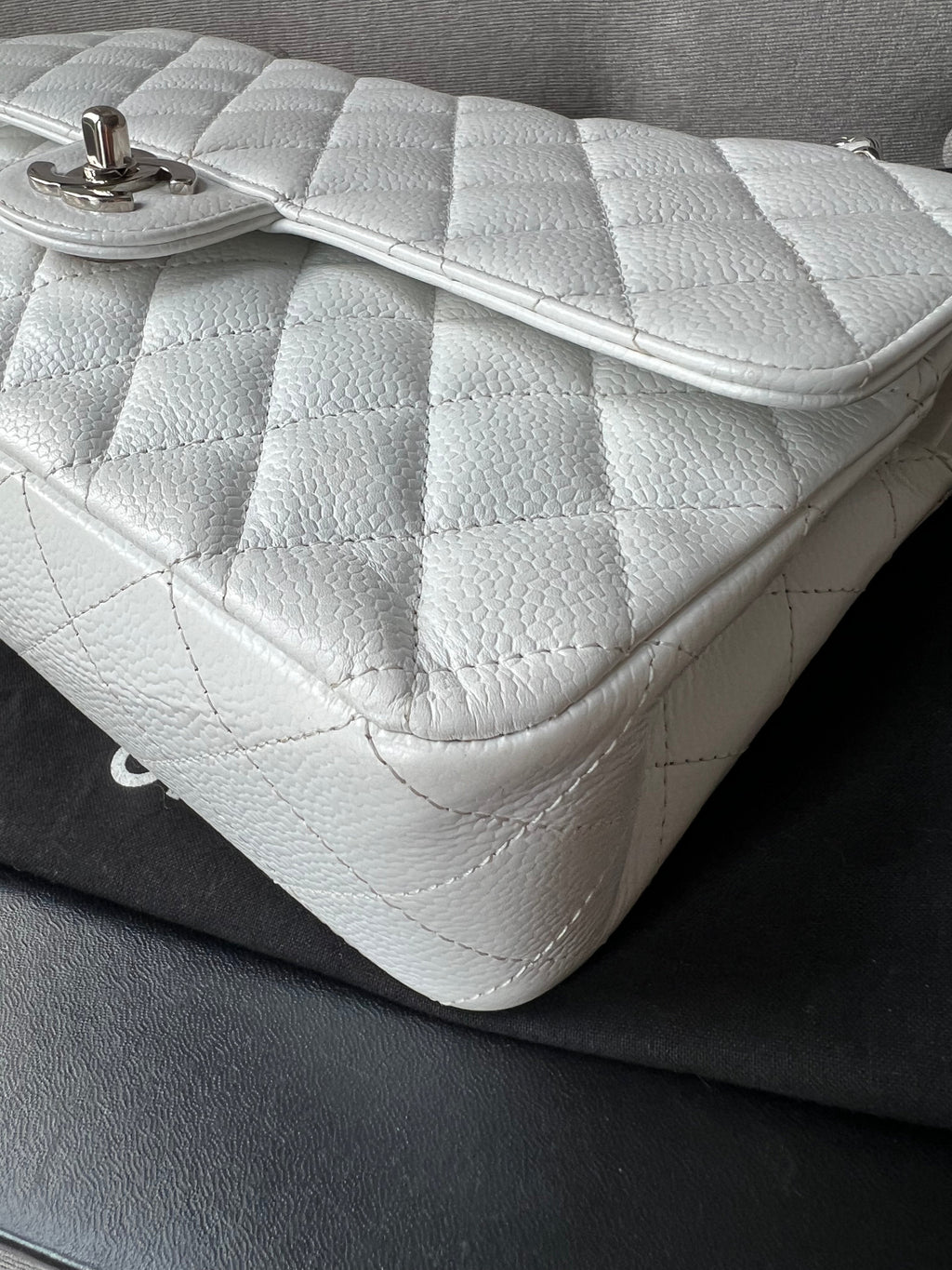 Chanel Medium Classic Flap in White Caviar (RRP £8,530)