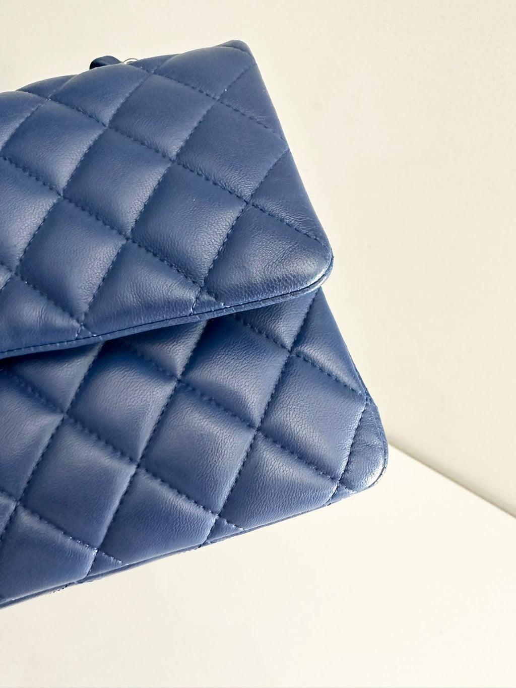 Chanel Classic Medium Lambskin Flap Navy Blue SHW