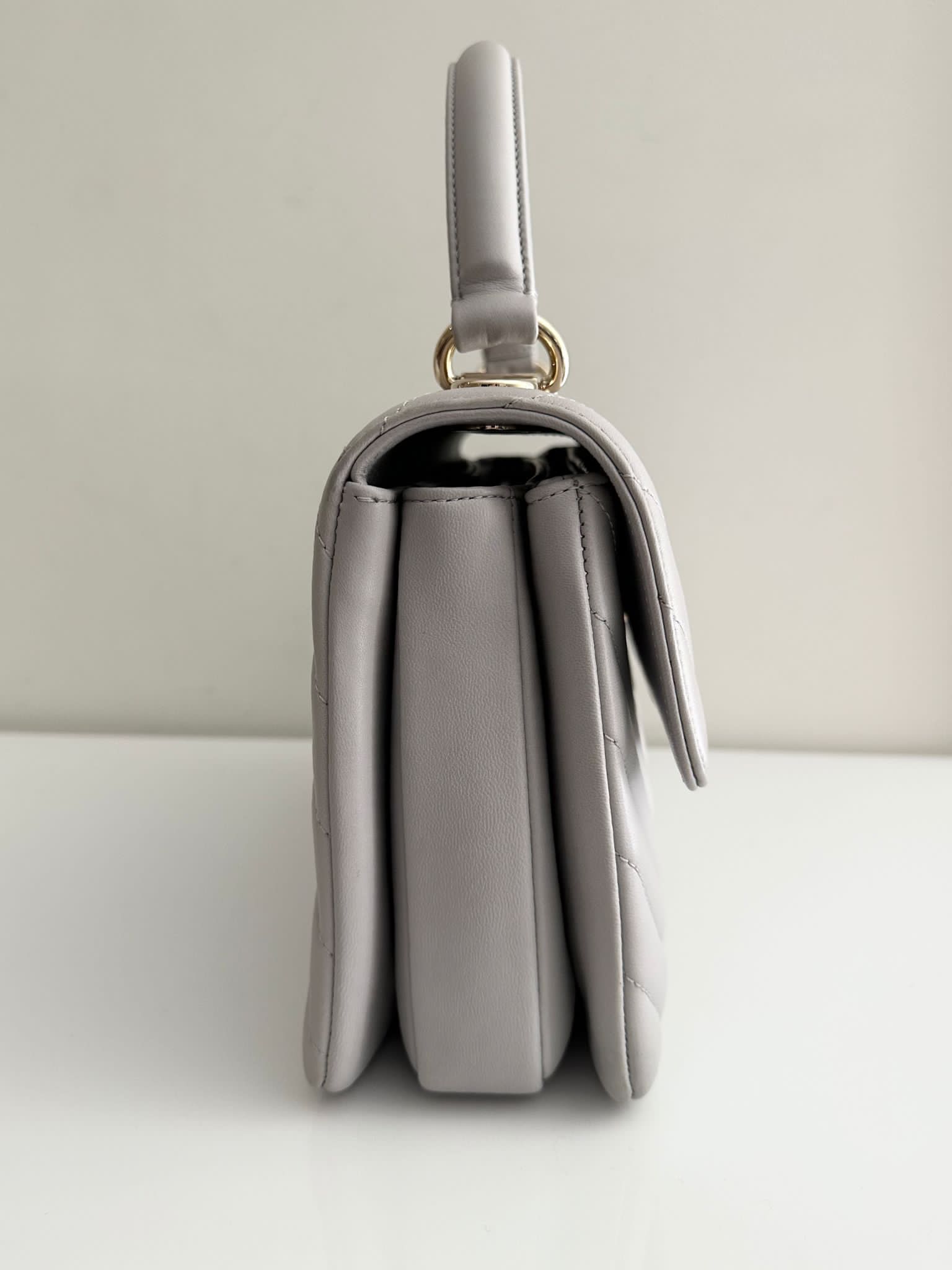 CHANEL Trendy CC Dual Handle Small Chevron Lambskin Leather