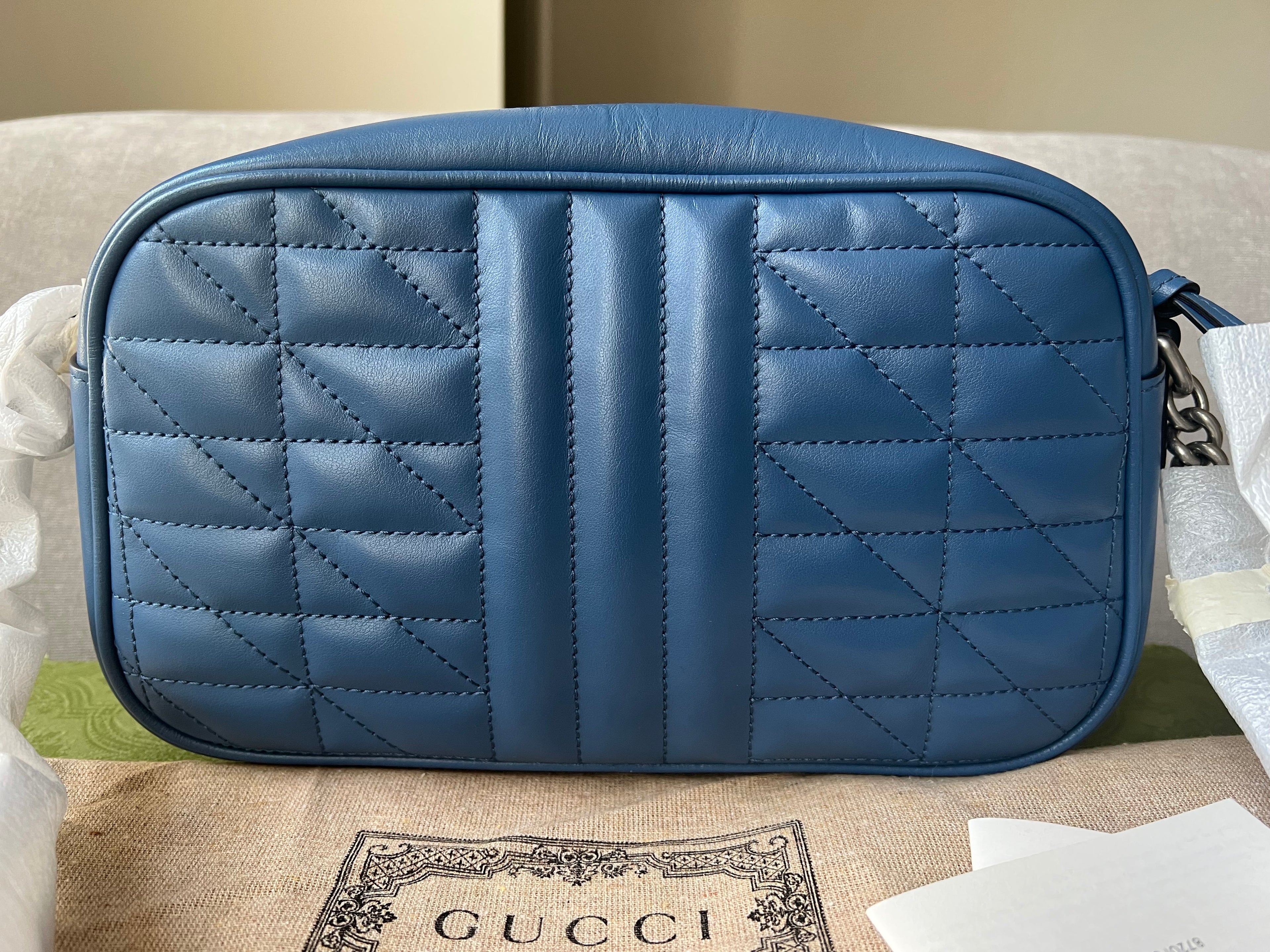 Gucci Aria GG Blue Marmont Small Shoulder Bag (RRP ��1250)