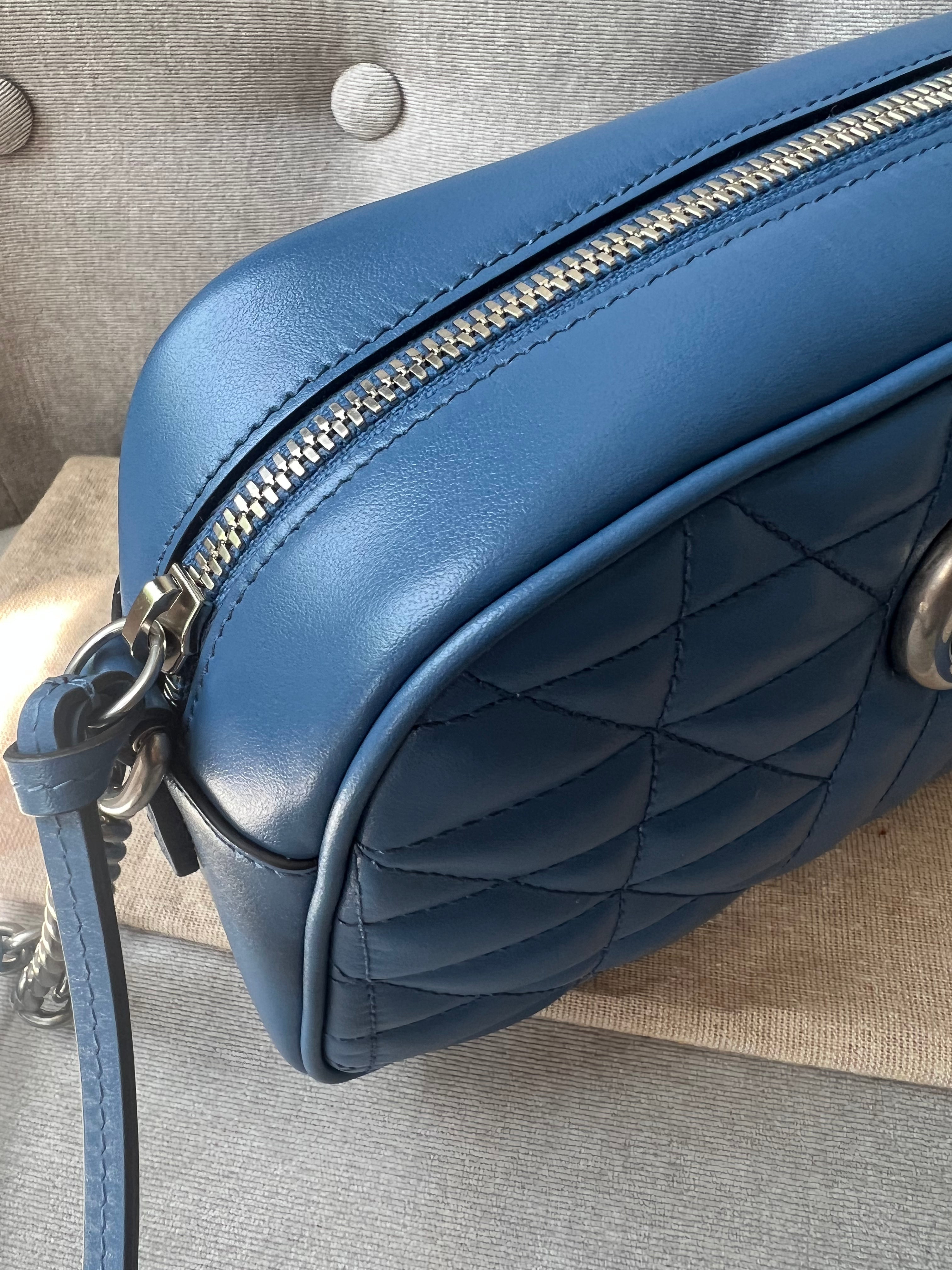 Gucci Aria GG Blue Marmont Small Shoulder Bag (RRP ��1250)