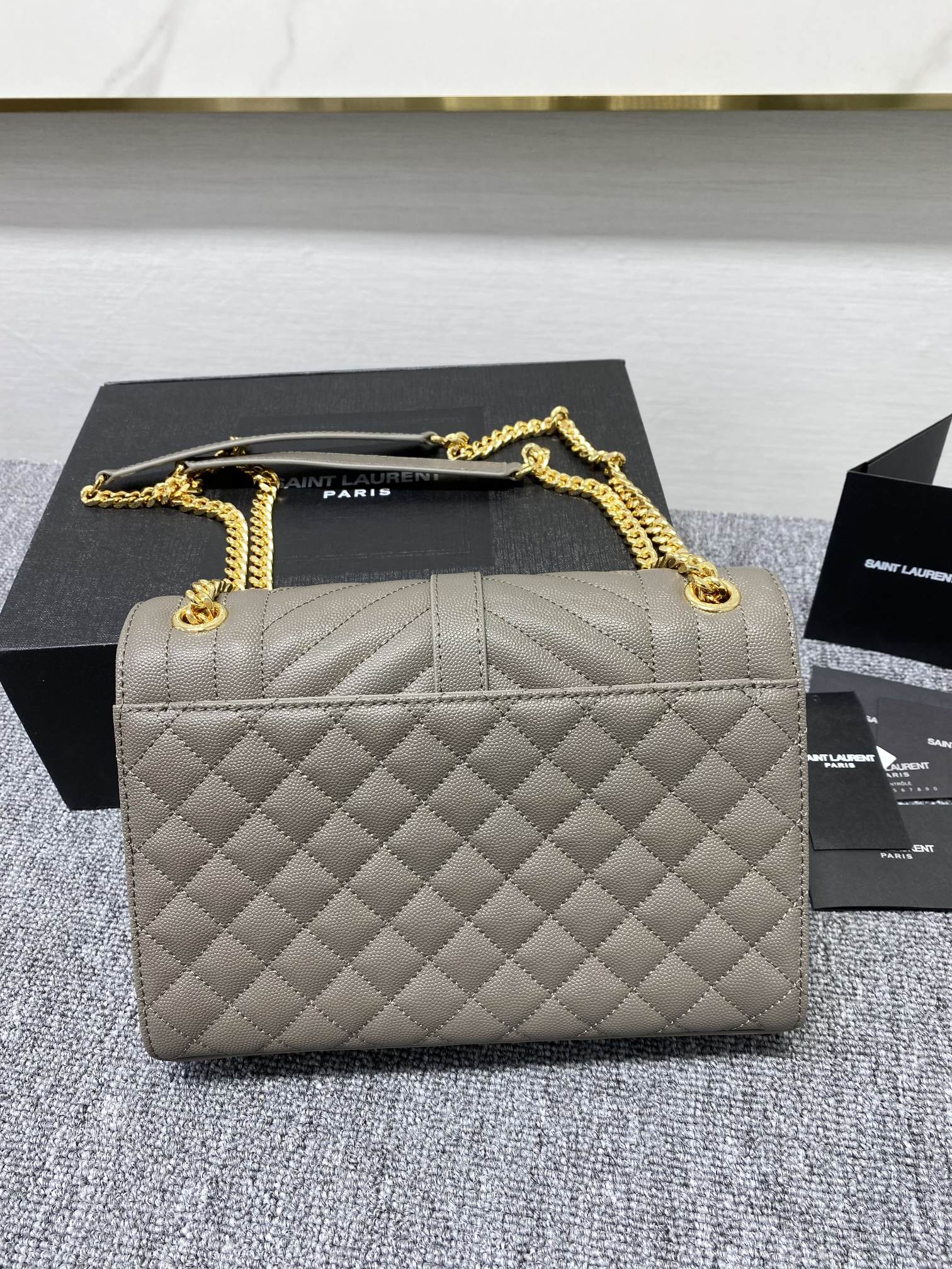 YSL  Envelope Medium Bag In Mix Matelasse Grain  De Poudre Embossed Leather