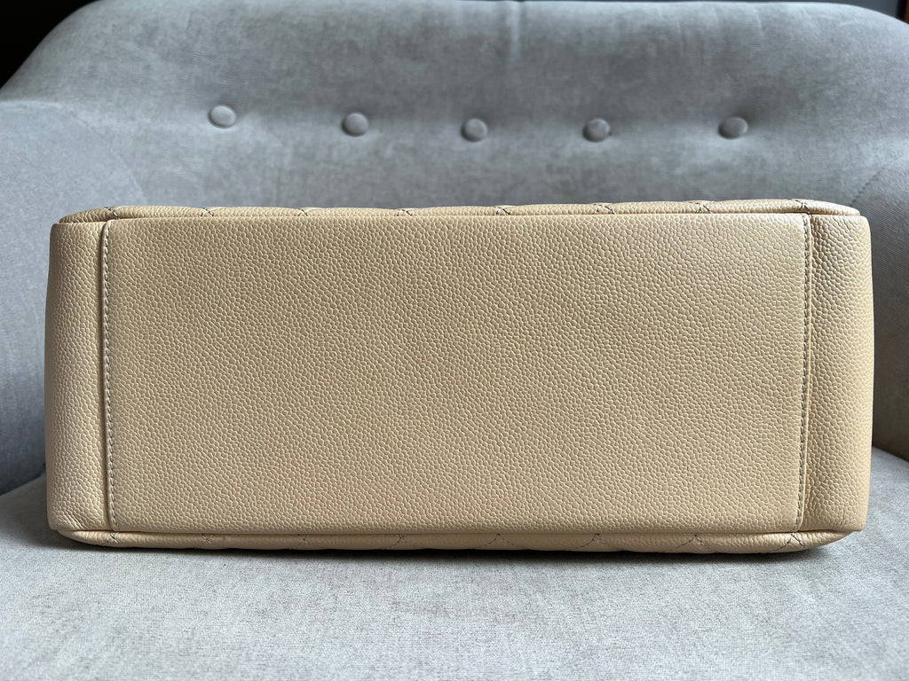 Chanel Light Beige Caviar Grand Shopper Tote with gold hardware (GST)