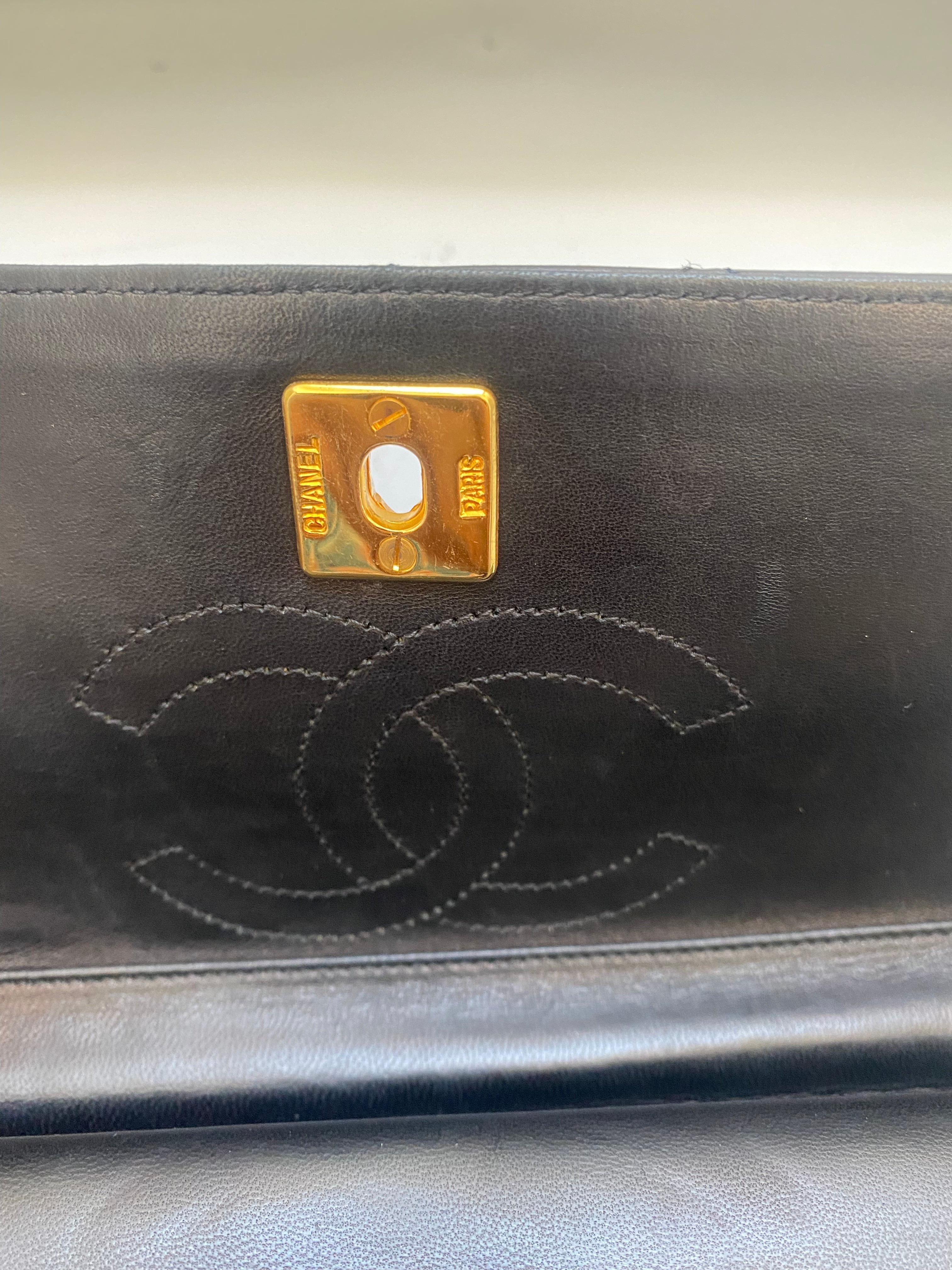 Chanel vintage dark blue quilted flap bag