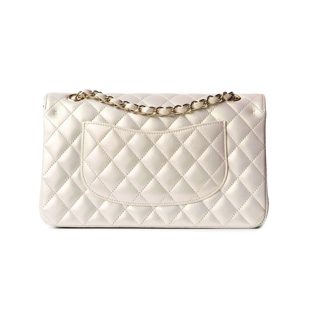 CHANEL 20B Iridescent Ivory Medium Classic Double Flap