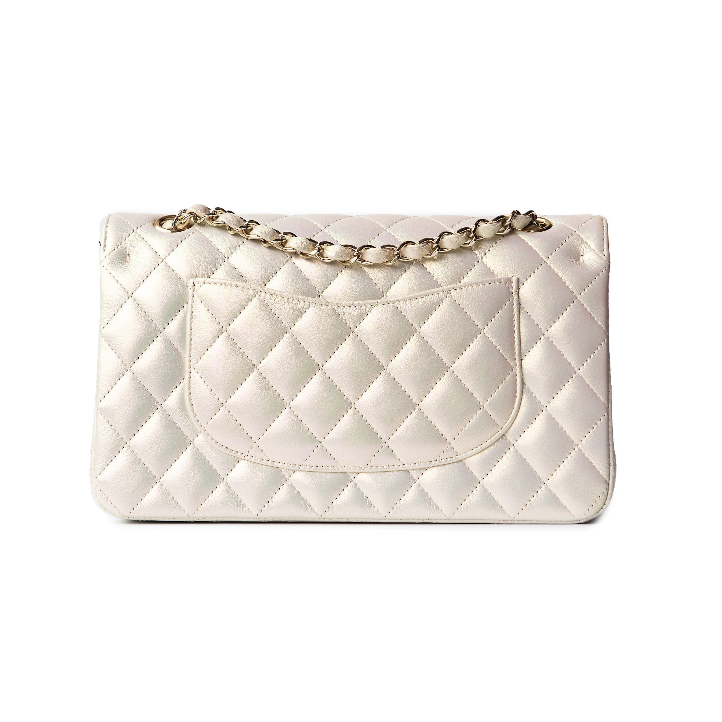 CHANEL 20B Iridescent Ivory Medium Classic Double Flap