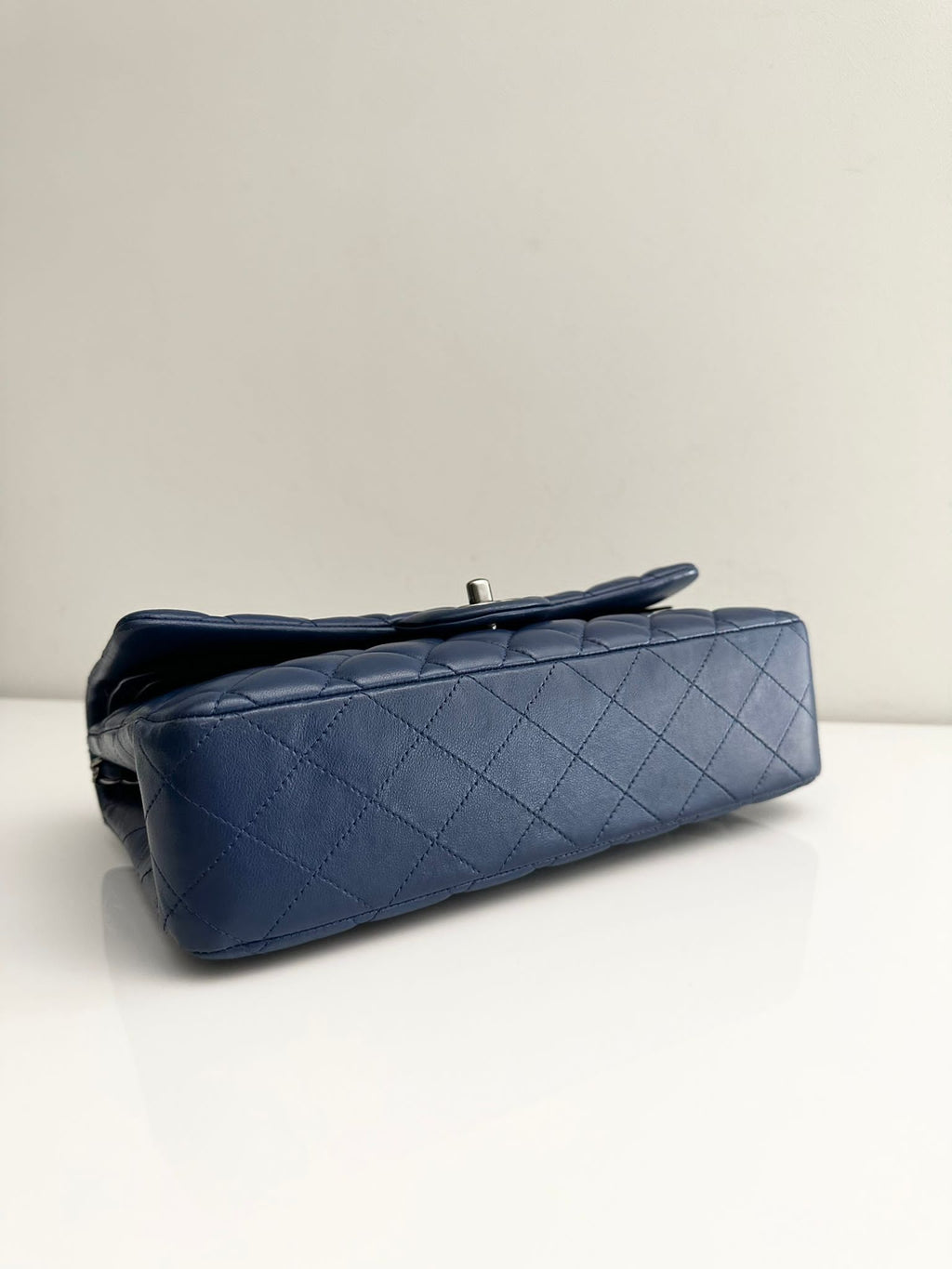 Chanel Classic Medium Lambskin Flap Navy Blue SHW