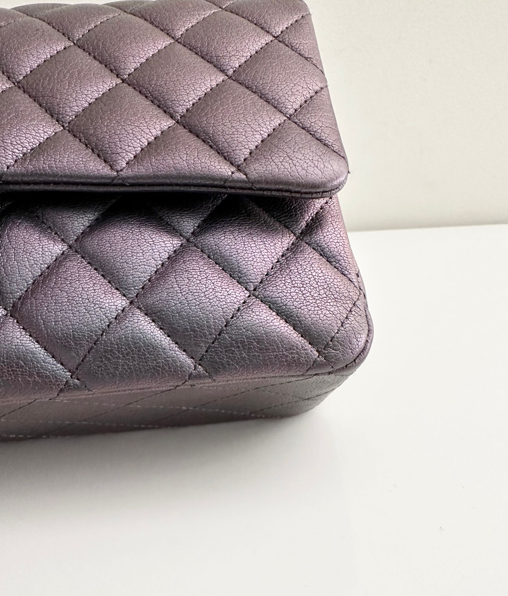 Chanel Classic Medium Goat Flap Purple Rainbow Hardware