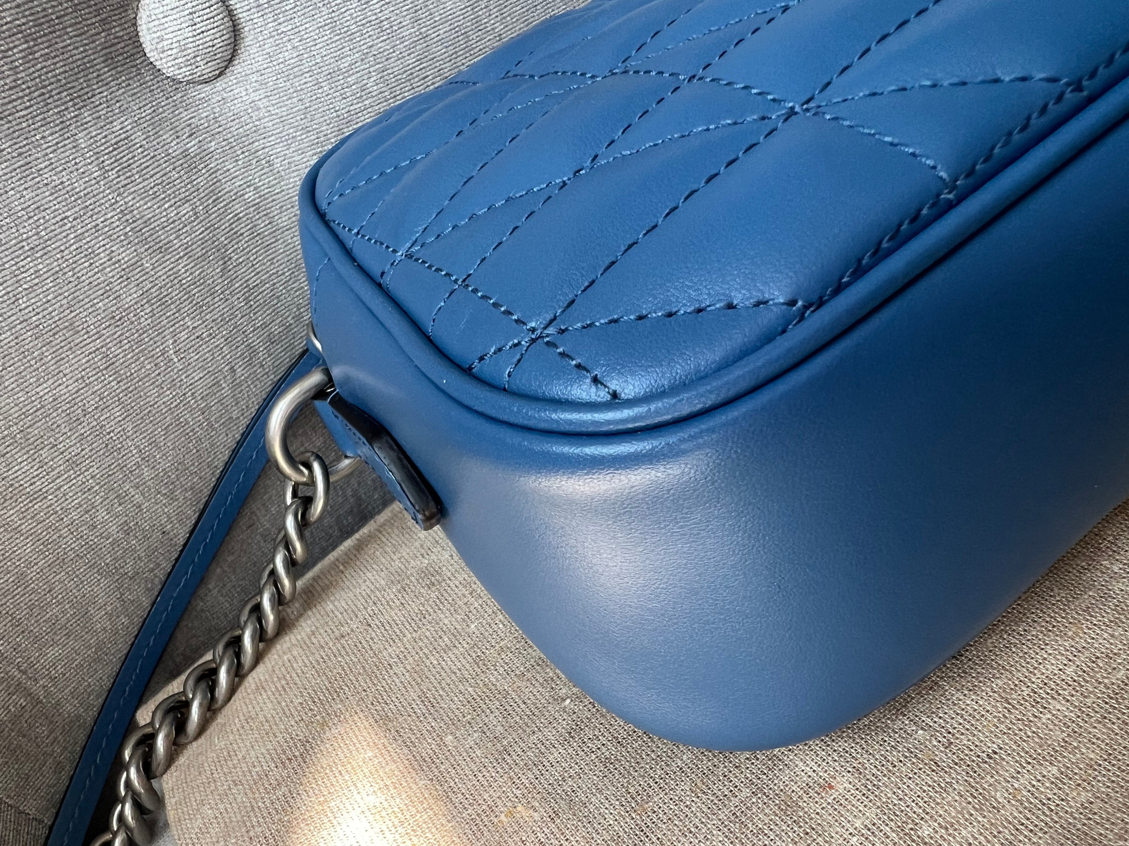 Gucci Aria GG Blue Marmont Small Shoulder Bag (RRP ��1250)