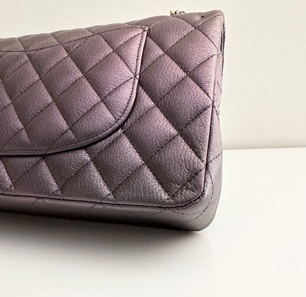 Chanel Classic Medium Goat Flap Purple Rainbow Hardware