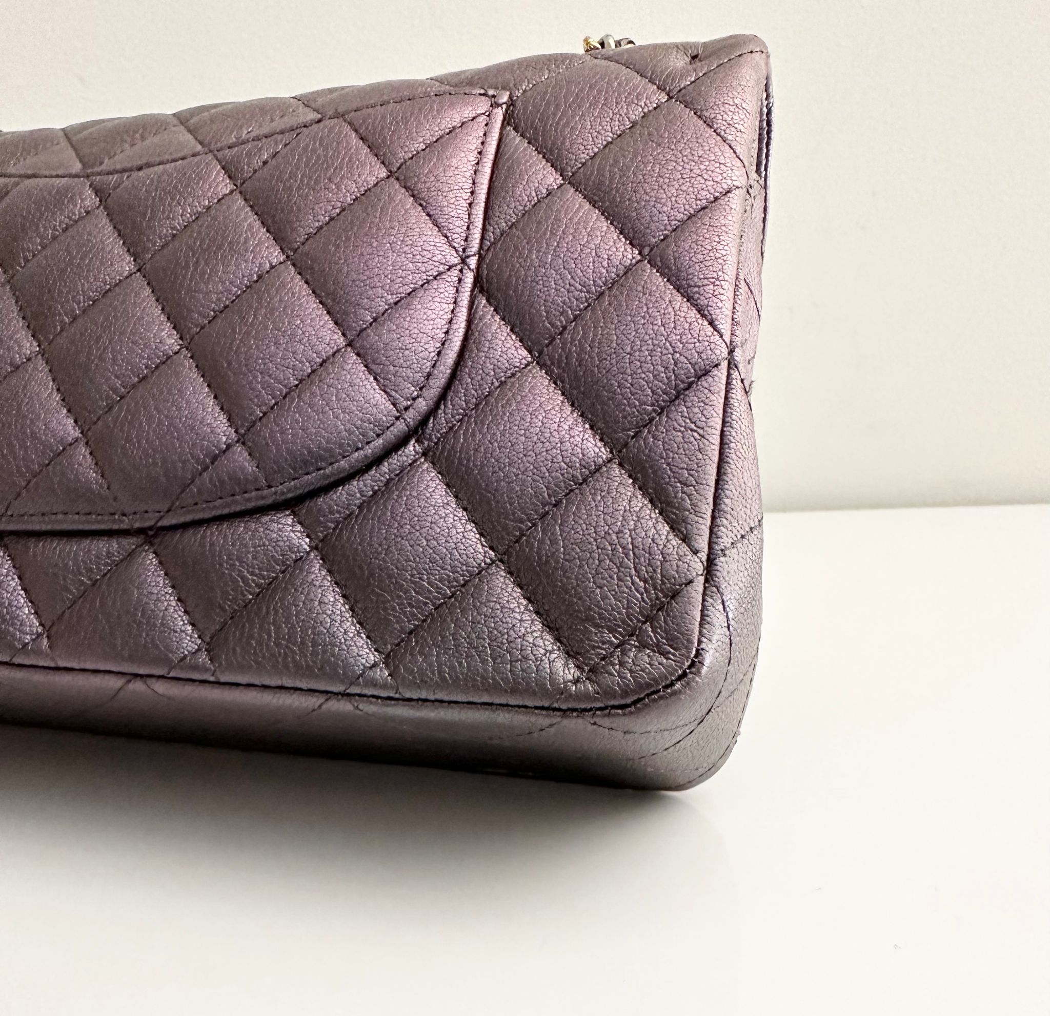 Chanel Classic Medium Goat Flap Purple Rainbow Hardware