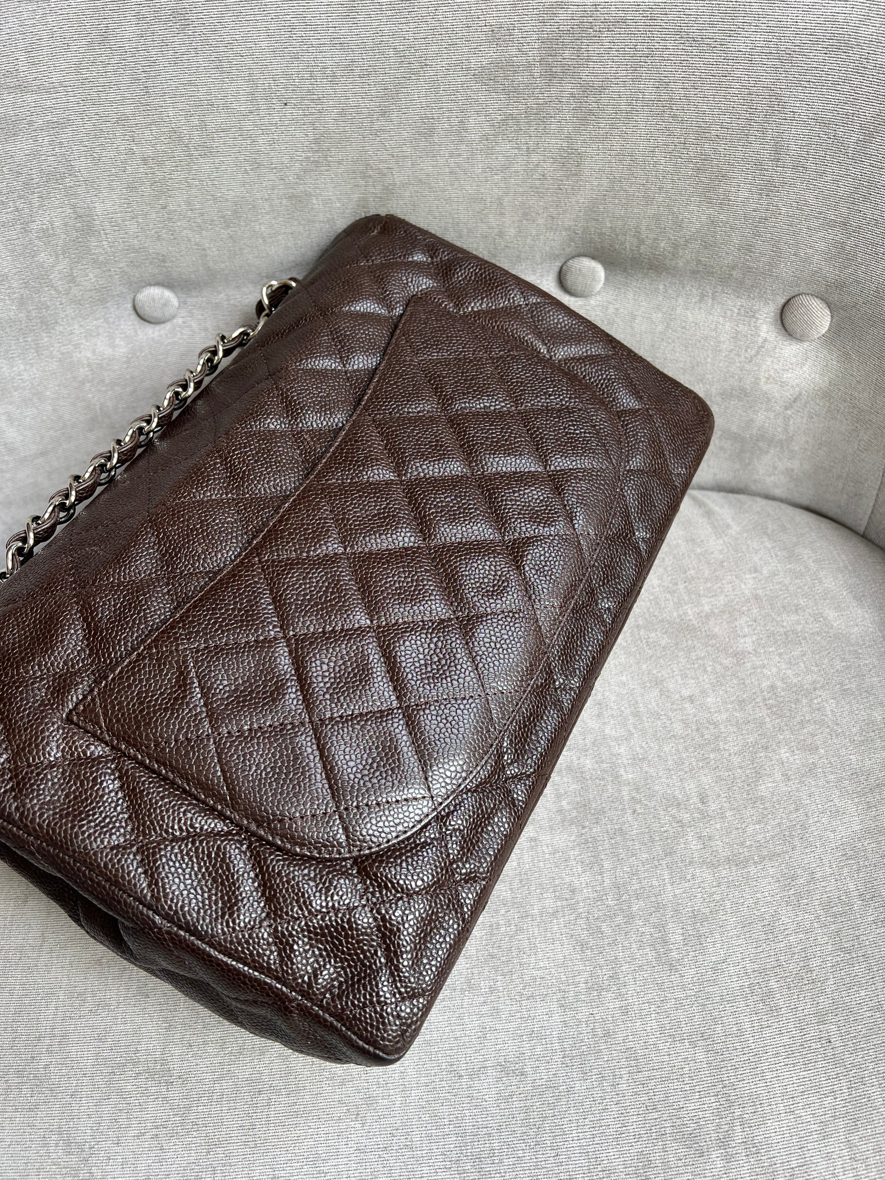 Chanel Jumbo Single Flap in Brown Caviar