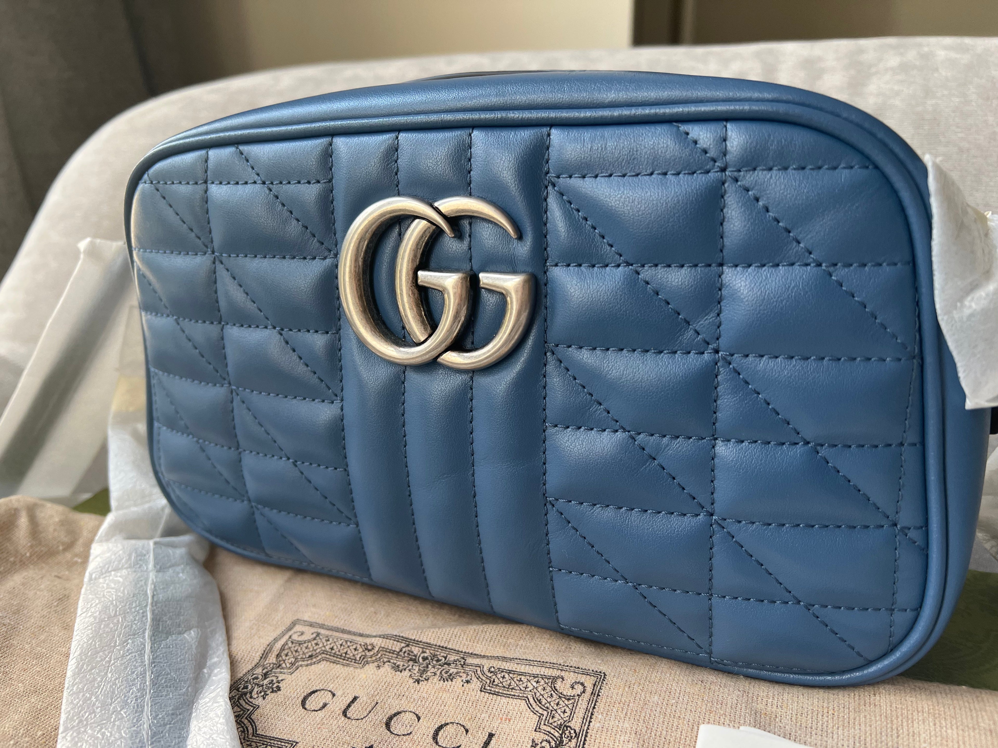 Gucci Aria GG Blue Marmont Small Shoulder Bag (RRP ��1250)