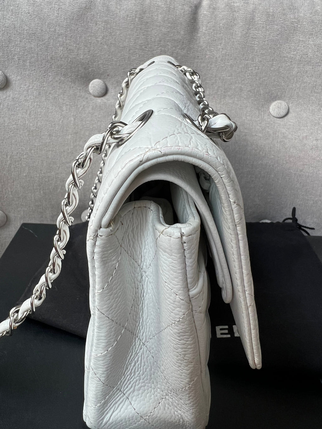 Chanel Medium Classic Flap in White Caviar (RRP £8,530)