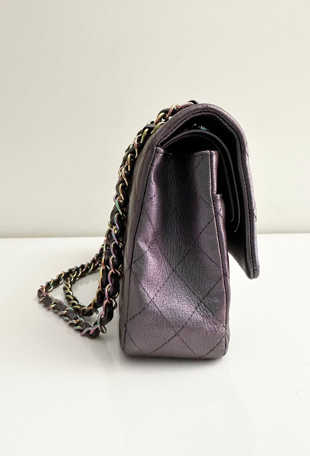 Chanel Classic Medium Goat Flap Purple Rainbow Hardware