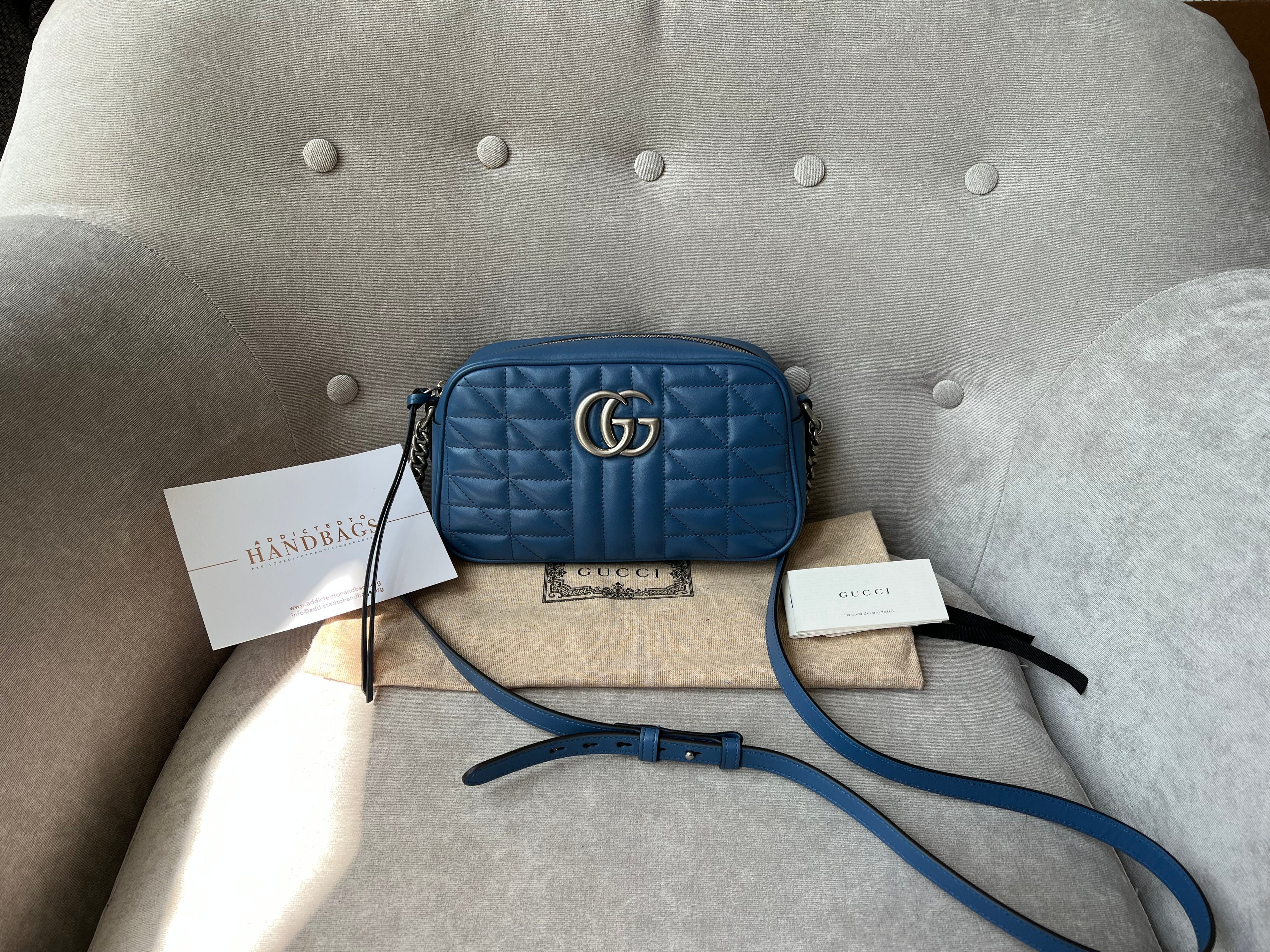 Gucci Aria GG Blue Marmont Small Shoulder Bag (RRP ��1250)