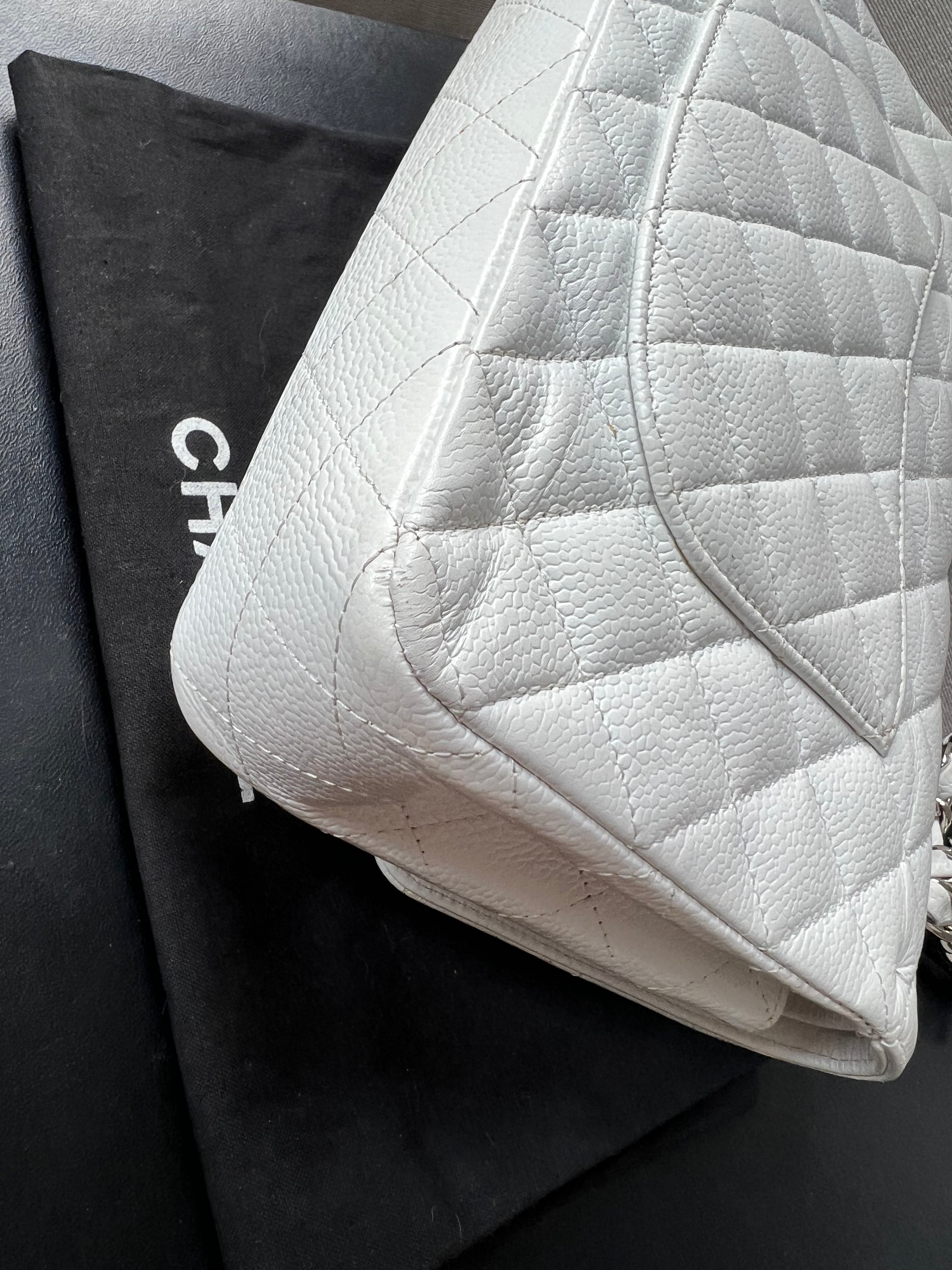 Chanel Medium Classic Flap in White Caviar (RRP £8,530)