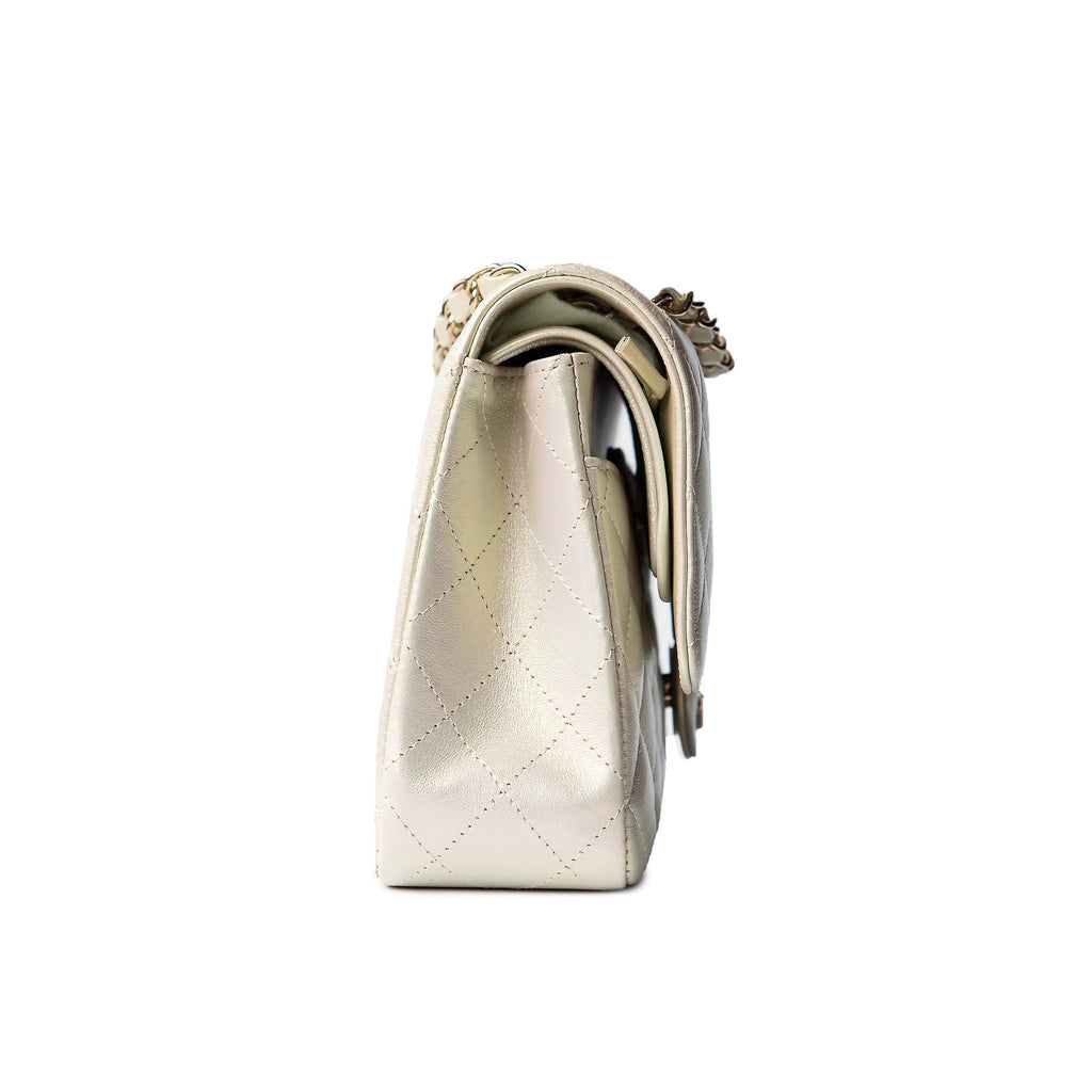 CHANEL 20B Iridescent Ivory Medium Classic Double Flap