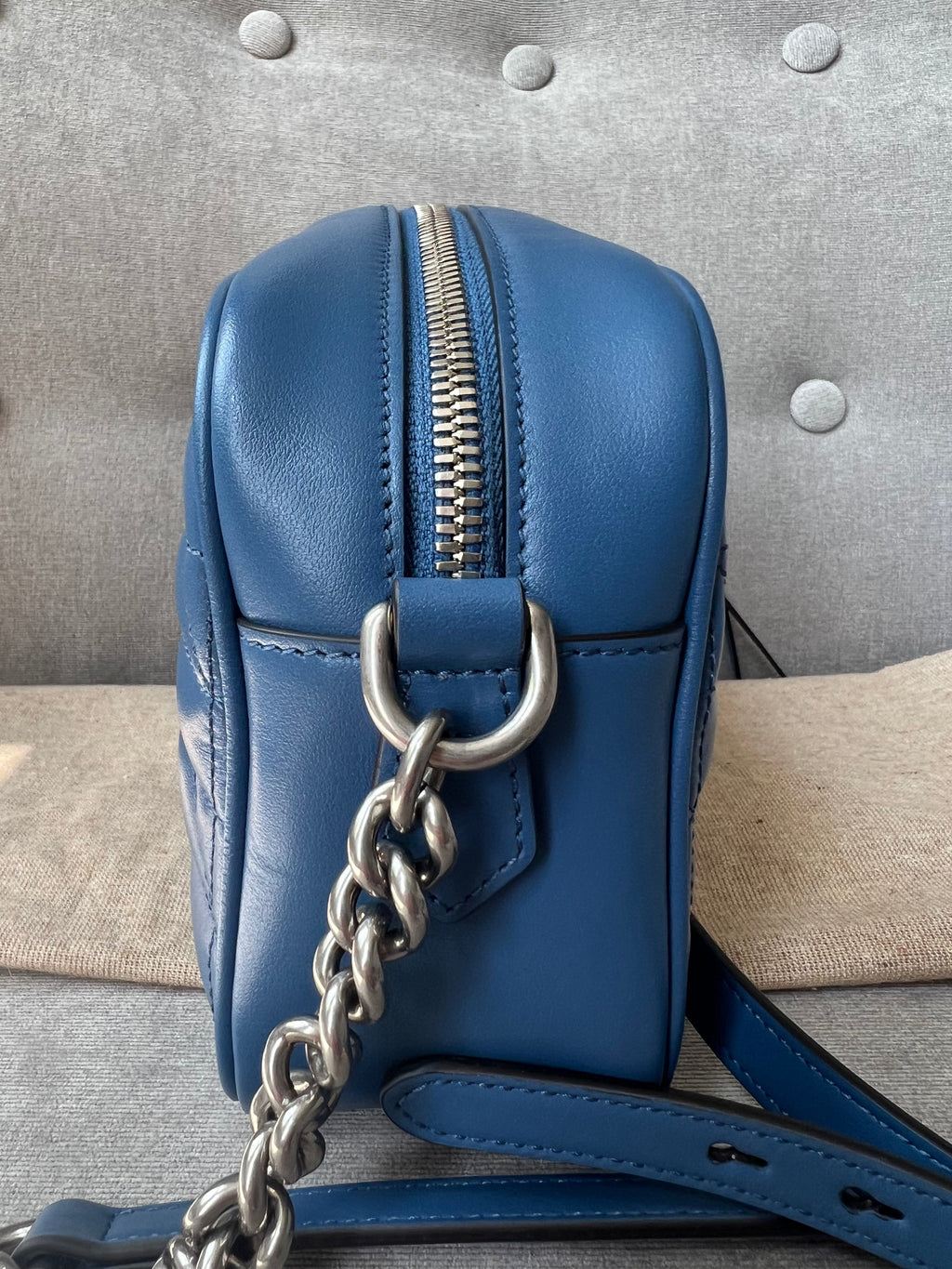 Gucci Aria GG Blue Marmont Small Shoulder Bag (RRP ��1250)
