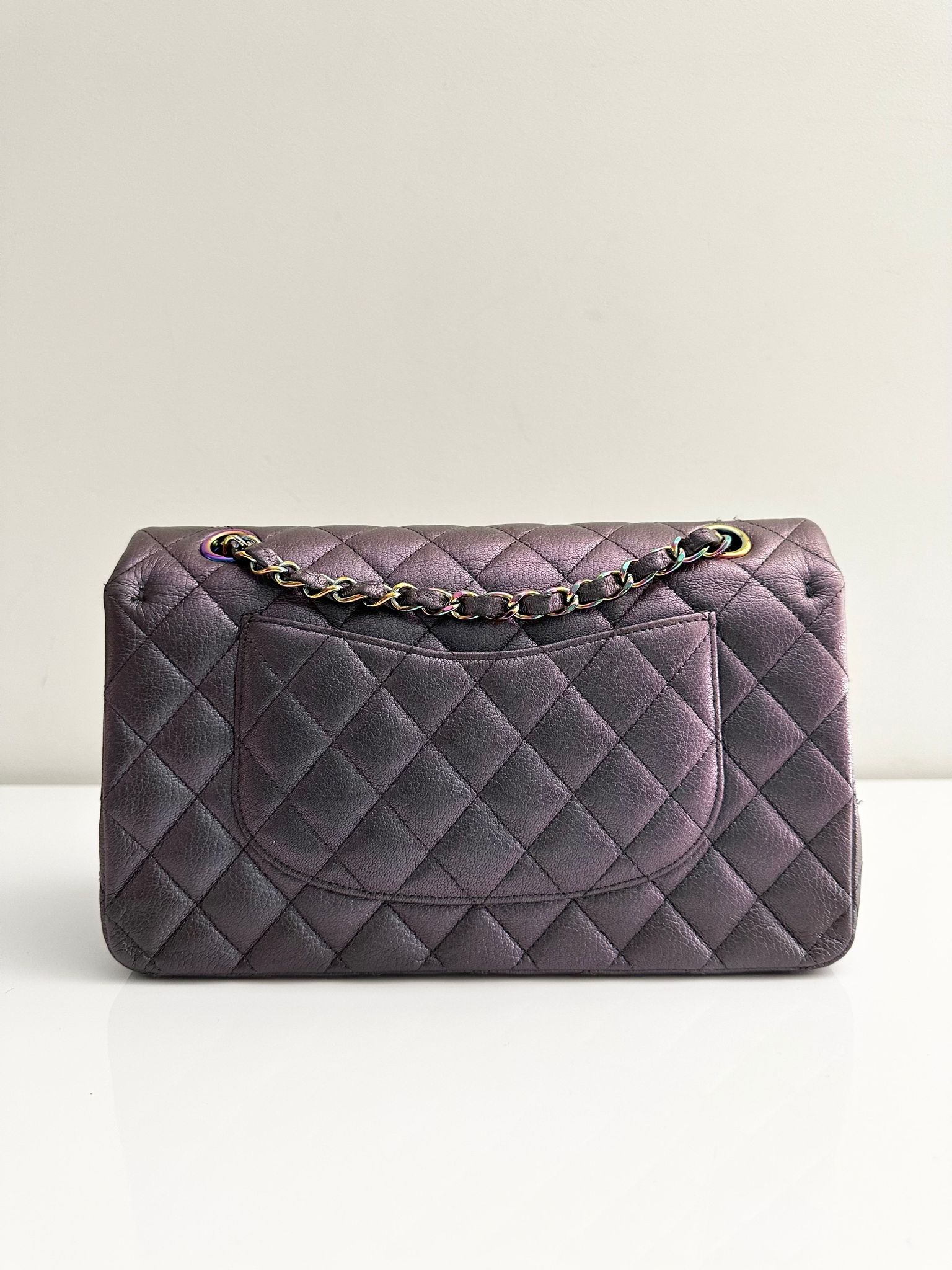 Chanel Classic Medium Goat Flap Purple Rainbow Hardware