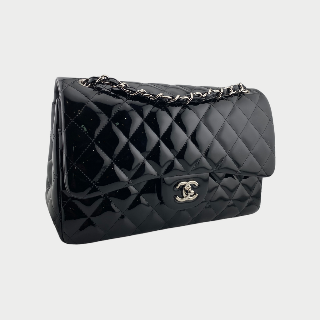 CHANEL Jumbo Classic Double Flap Patent Black
