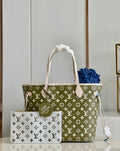 Louis Vuitton Neverfull MM  Tote Bag Khaki Green