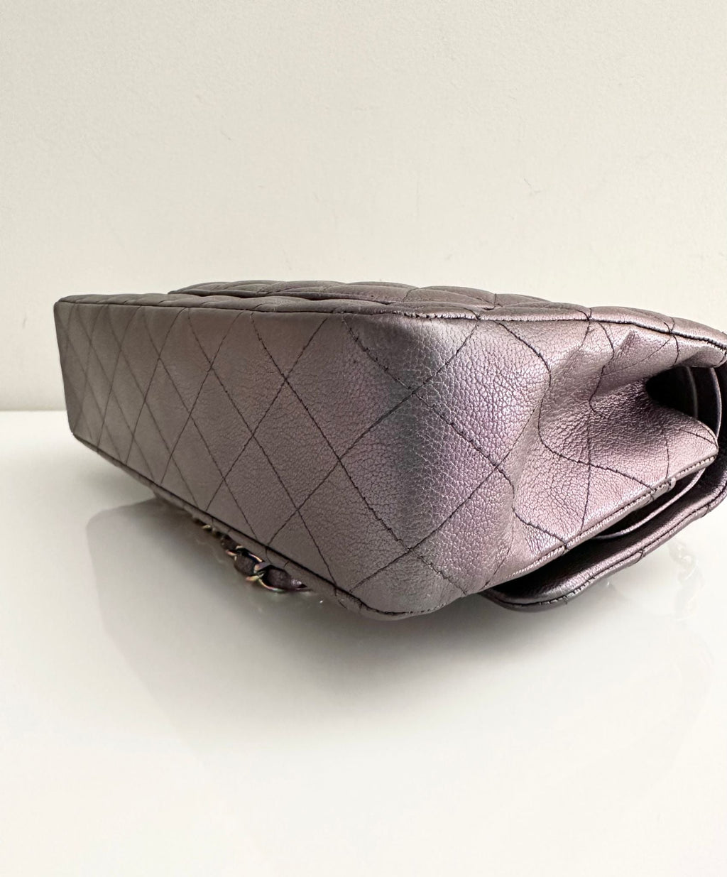 Chanel Classic Medium Goat Flap Purple Rainbow Hardware