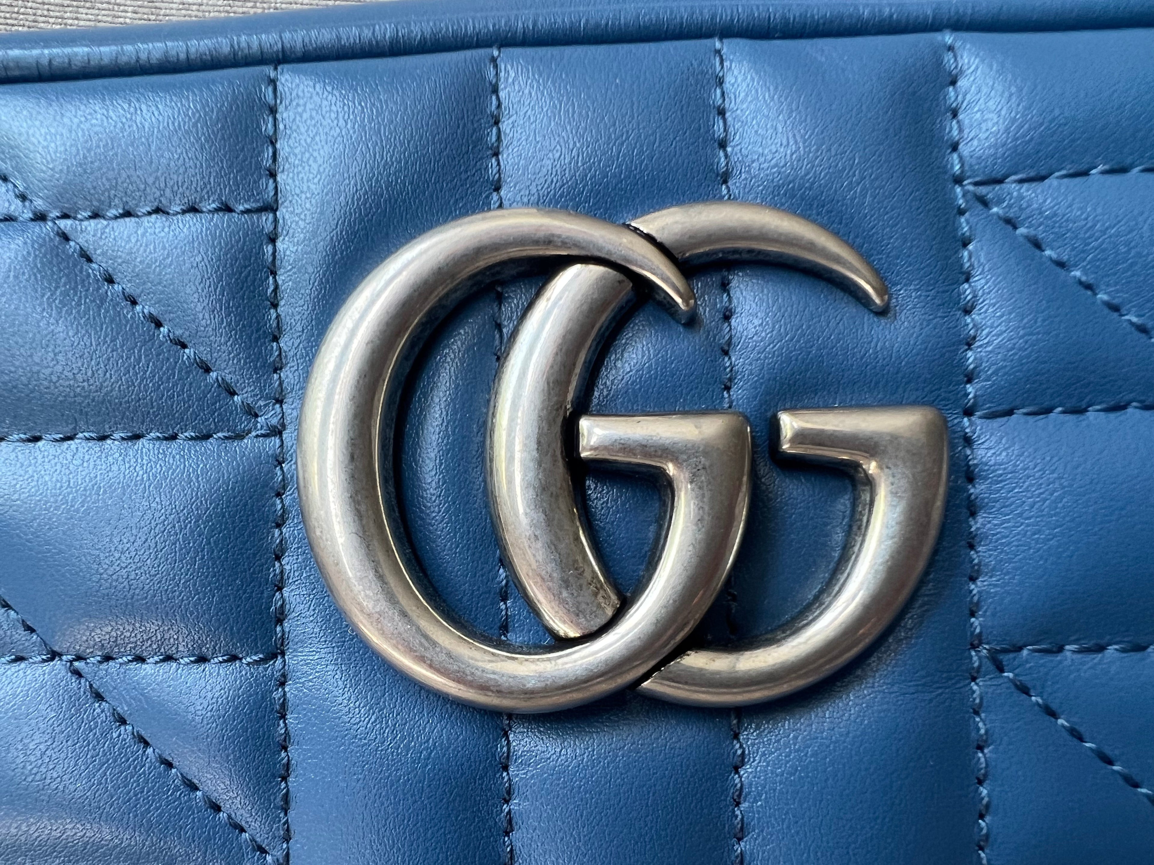 Gucci Aria GG Blue Marmont Small Shoulder Bag (RRP ��1250)