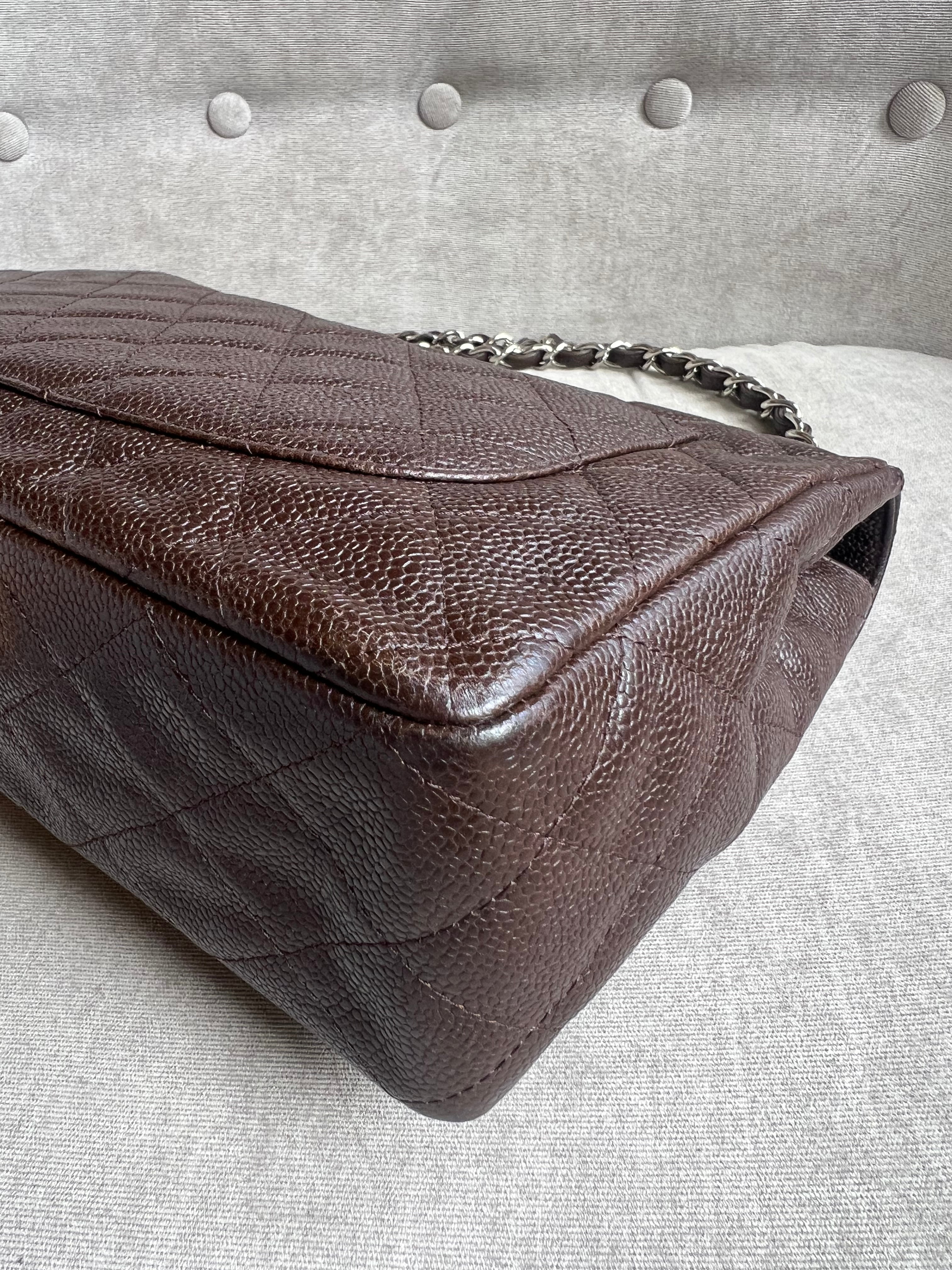 Chanel Jumbo Single Flap in Brown Caviar