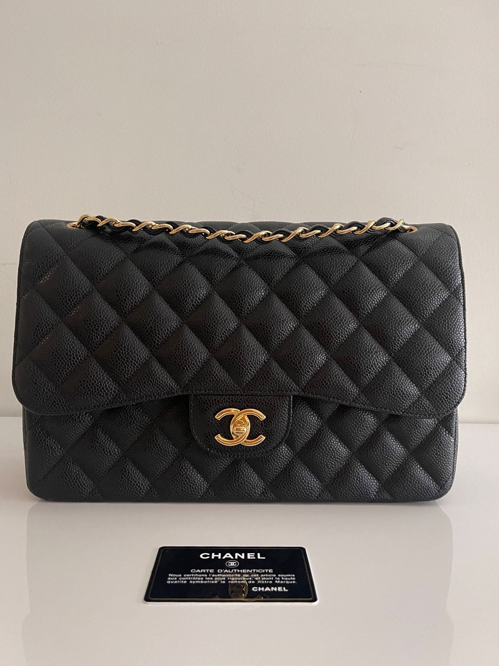 CHANEL Jumbo Classic Double Flap Caviar Black