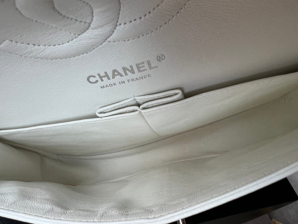 Chanel Medium Classic Flap in White Caviar (RRP £8,530)