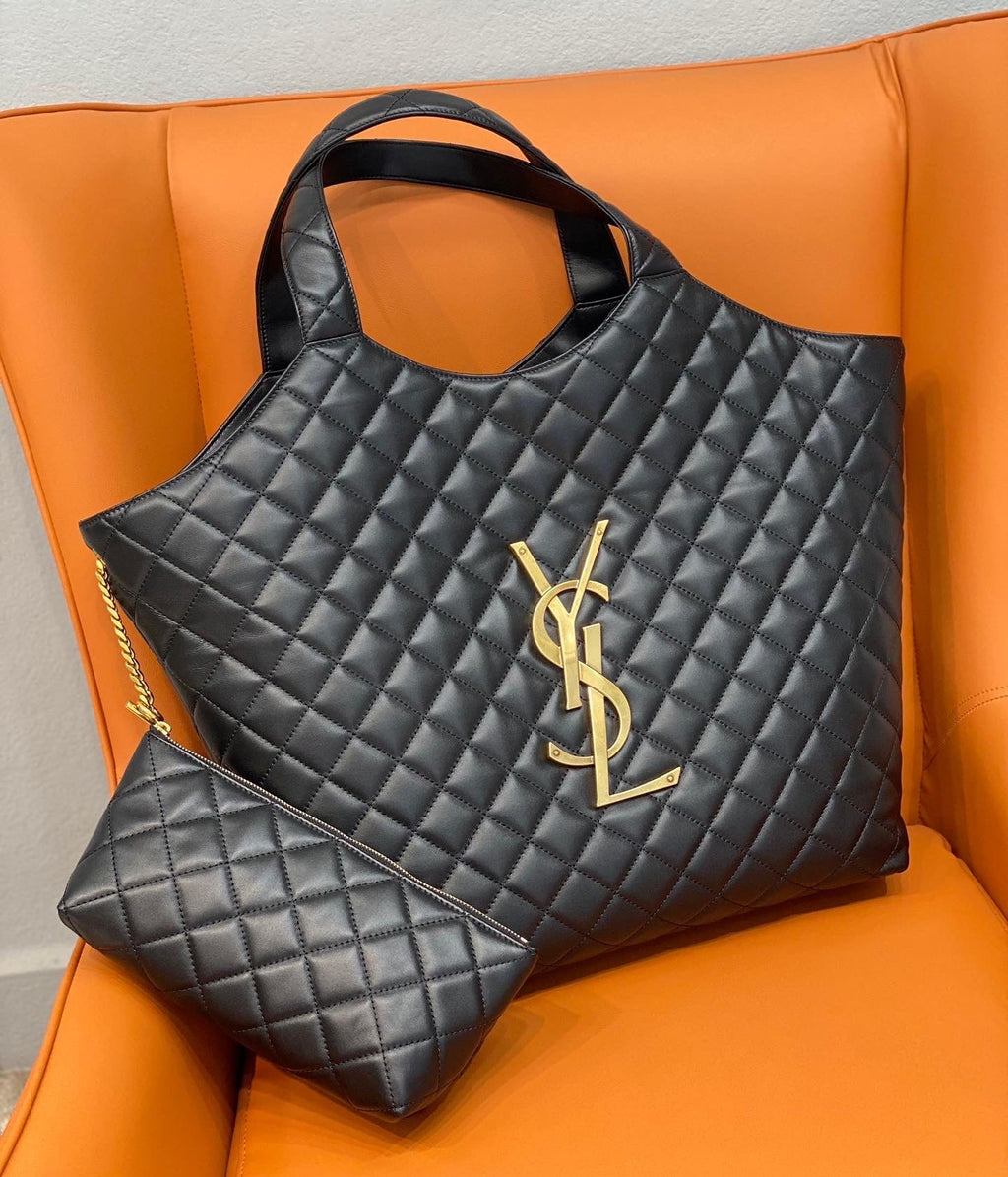 YSL ICARE MAXI SHOPPING BAG IN QUILTED LAMBSKIN
