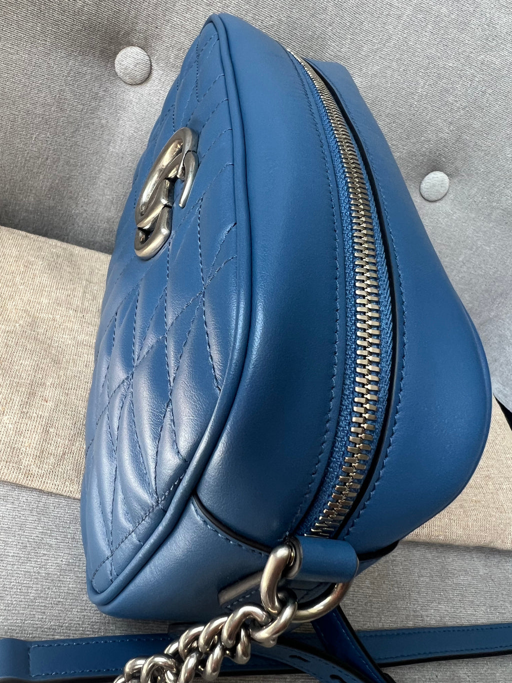 Gucci Aria GG Blue Marmont Small Shoulder Bag (RRP ��1250)