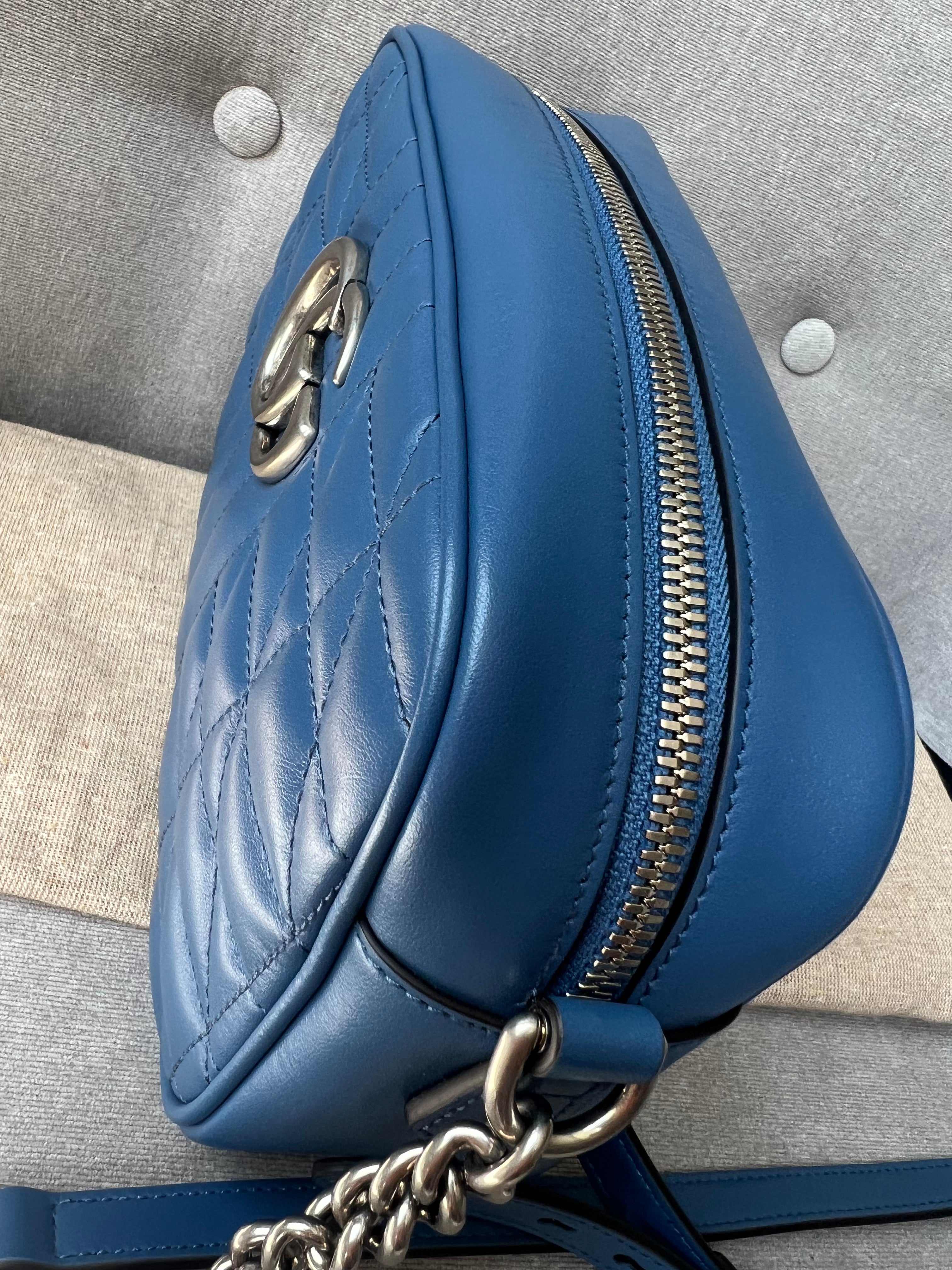 Gucci Aria GG Blue Marmont Small Shoulder Bag (RRP ��1250)