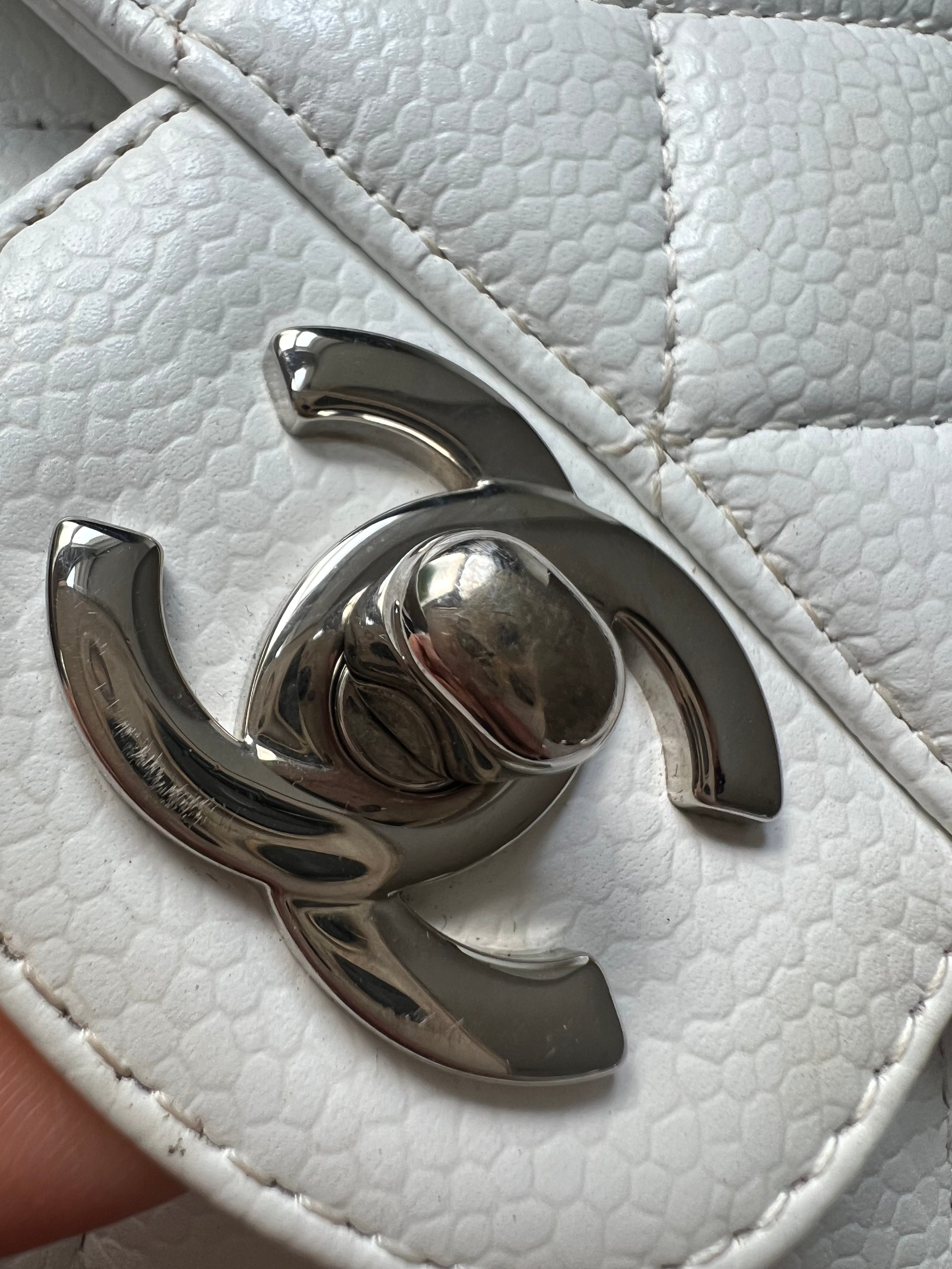 Chanel Medium Classic Flap in White Caviar (RRP £8,530)