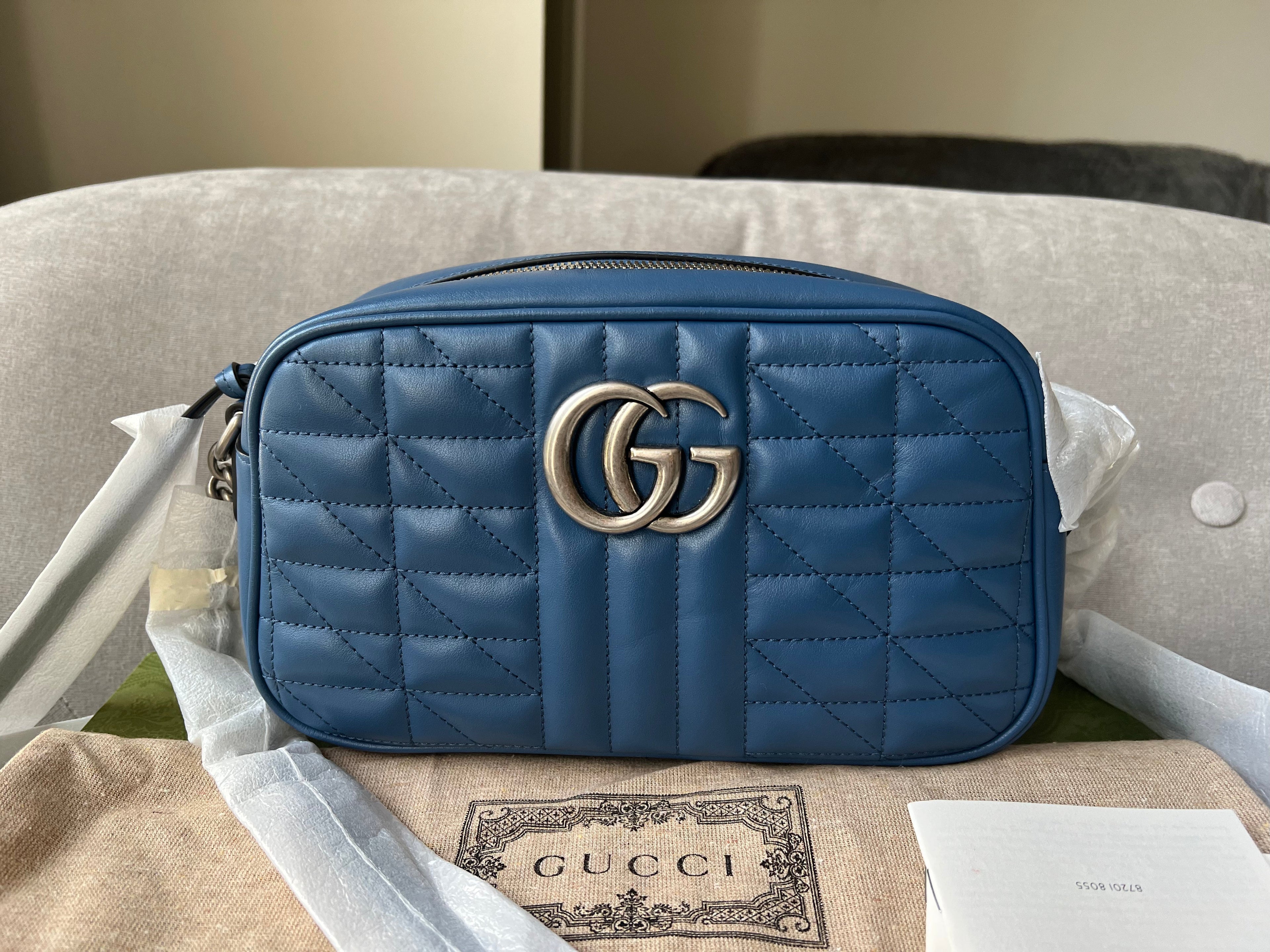 Gucci Aria GG Blue Marmont Small Shoulder Bag (RRP ��1250)