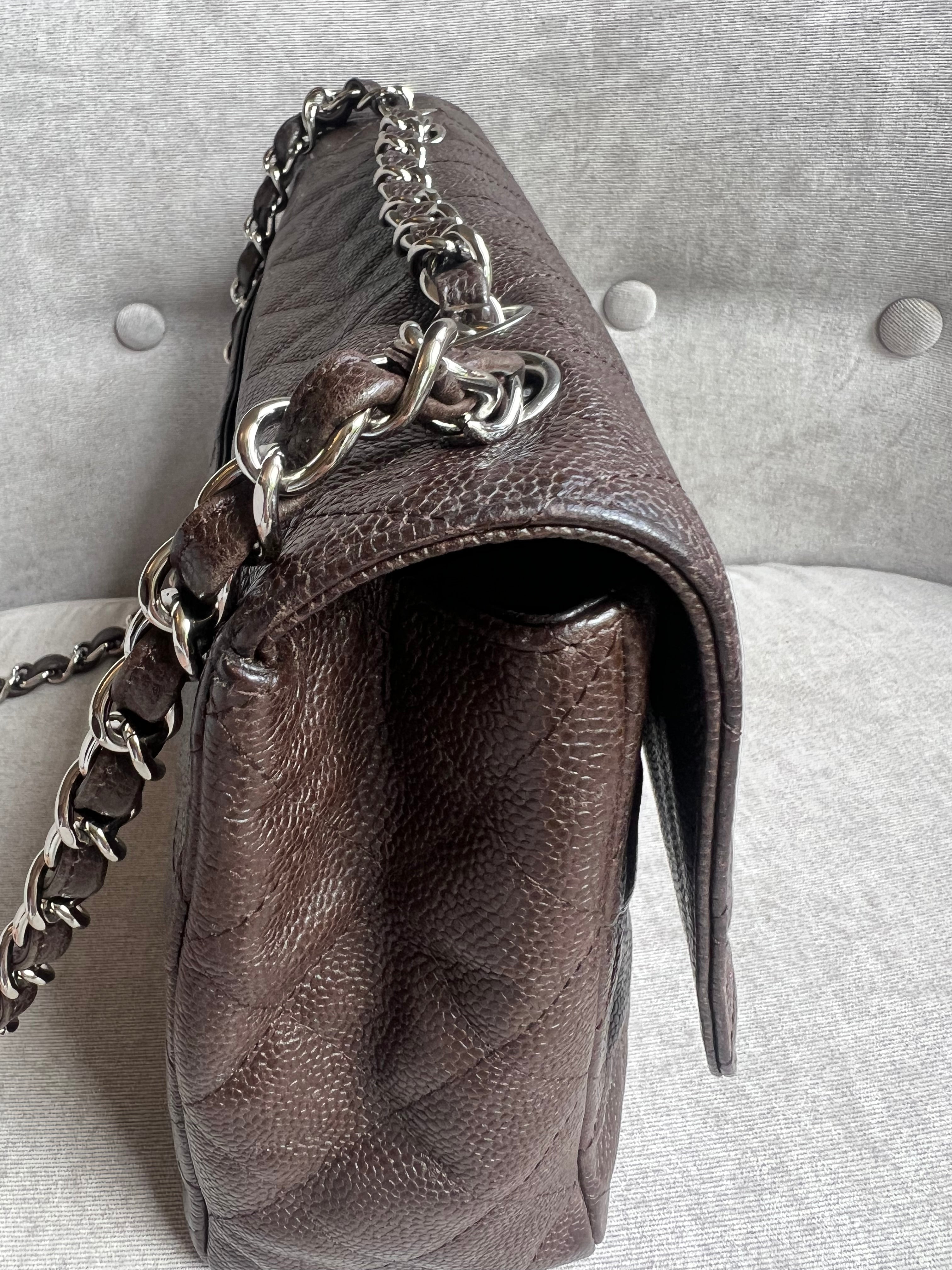 Chanel Jumbo Single Flap in Brown Caviar