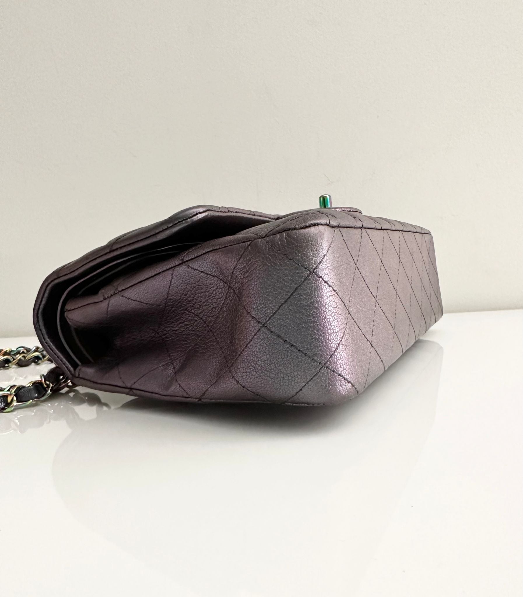 Chanel Classic Medium Goat Flap Purple Rainbow Hardware