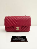 CHANEL Caviar Red 18B Quilted Classic Flap Mini LGHW